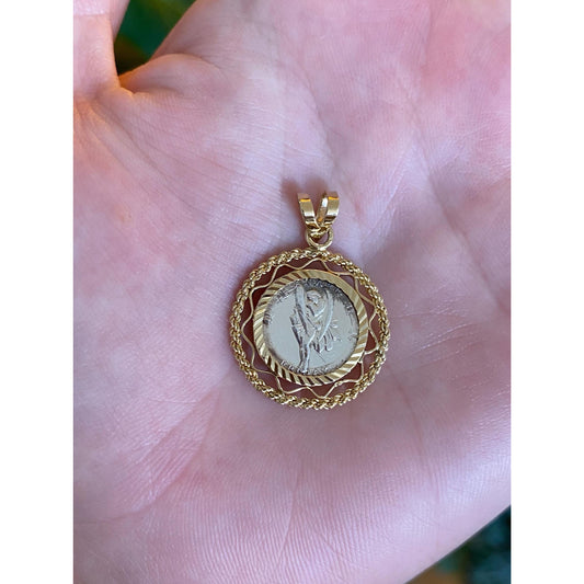 Vintage Solid 14k Yellow Gold Silver Coin Charm