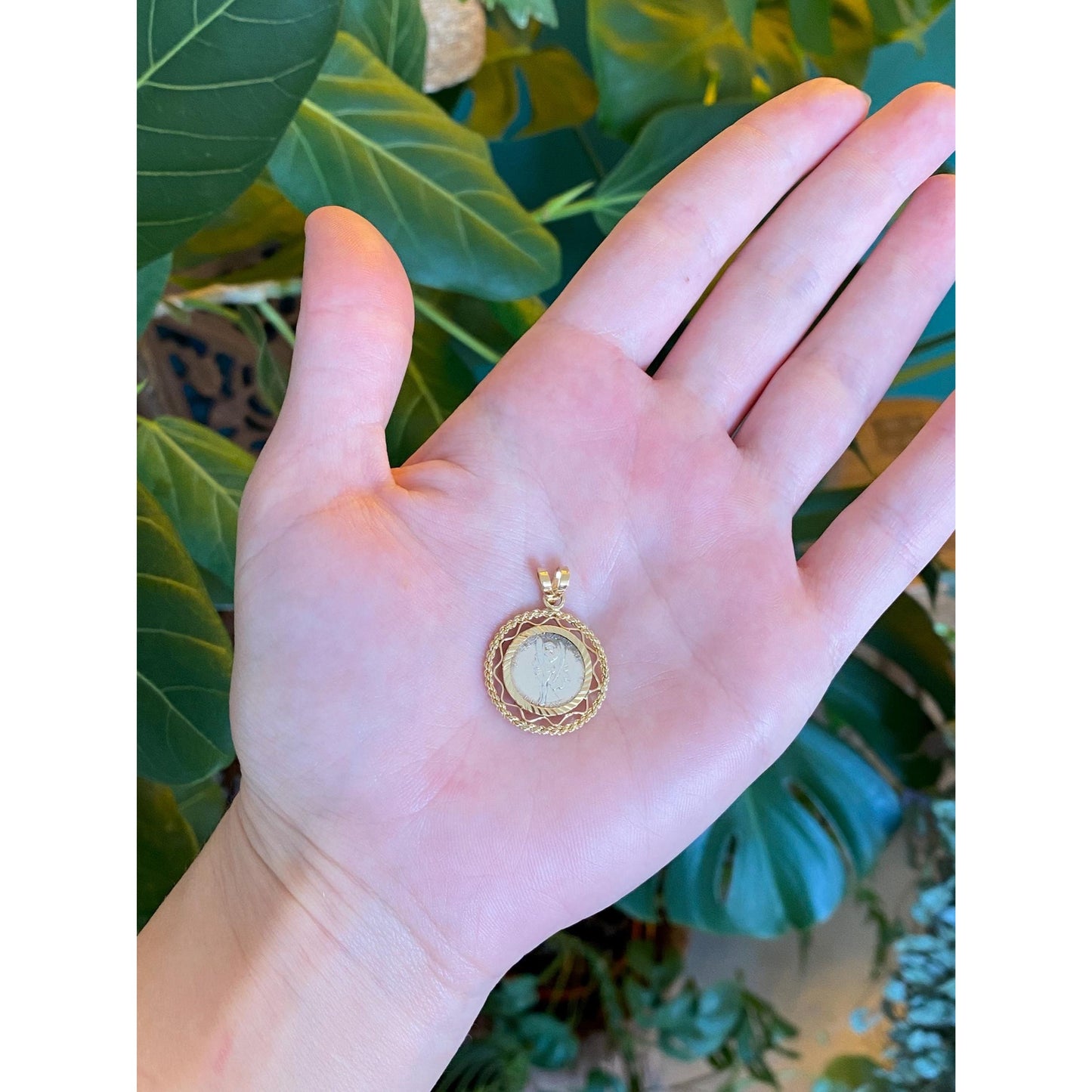 Vintage Solid 14k Yellow Gold Silver Coin Charm