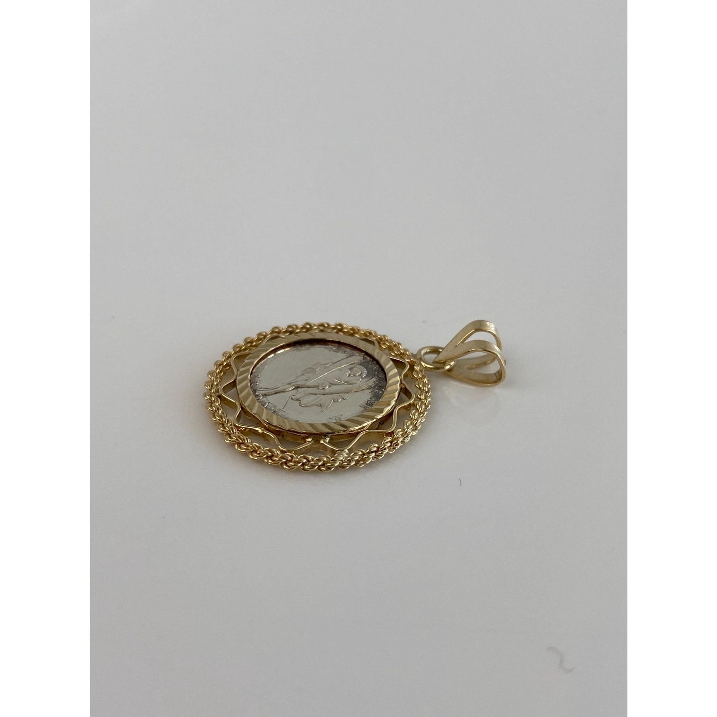 Vintage Solid 14k Yellow Gold Silver Coin Charm