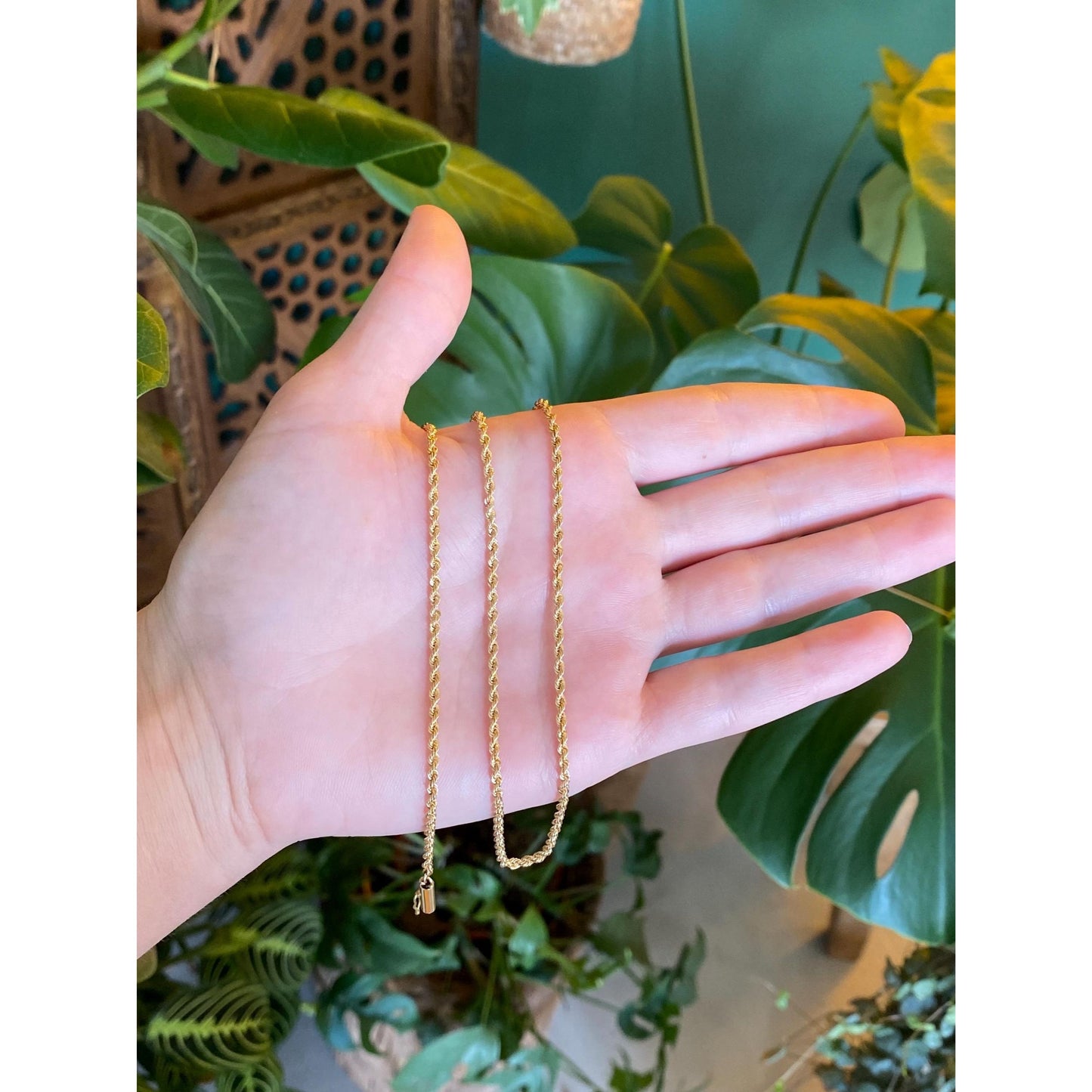 Vintage Solid 14k Yellow Gold Rope Chain Necklace - 23.5 inches