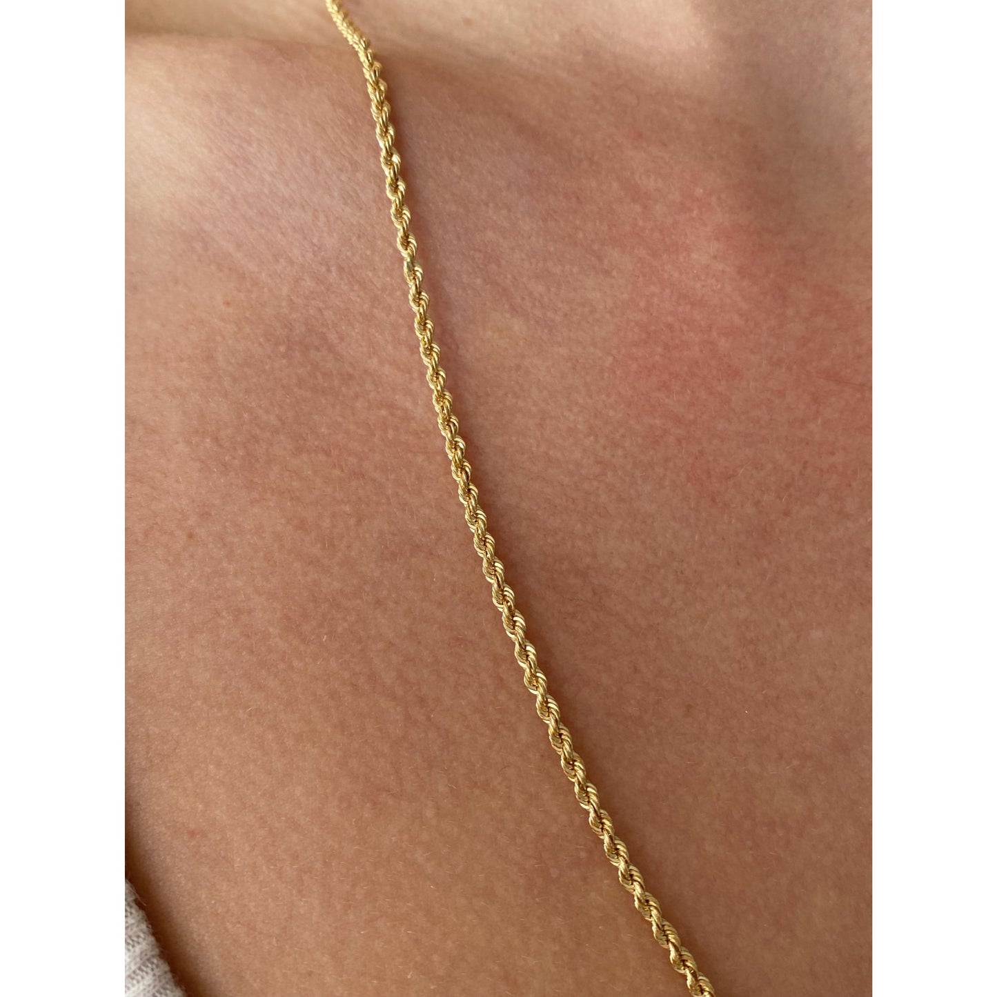 Vintage Solid 14k Yellow Gold Rope Chain Necklace - 23.5 inches