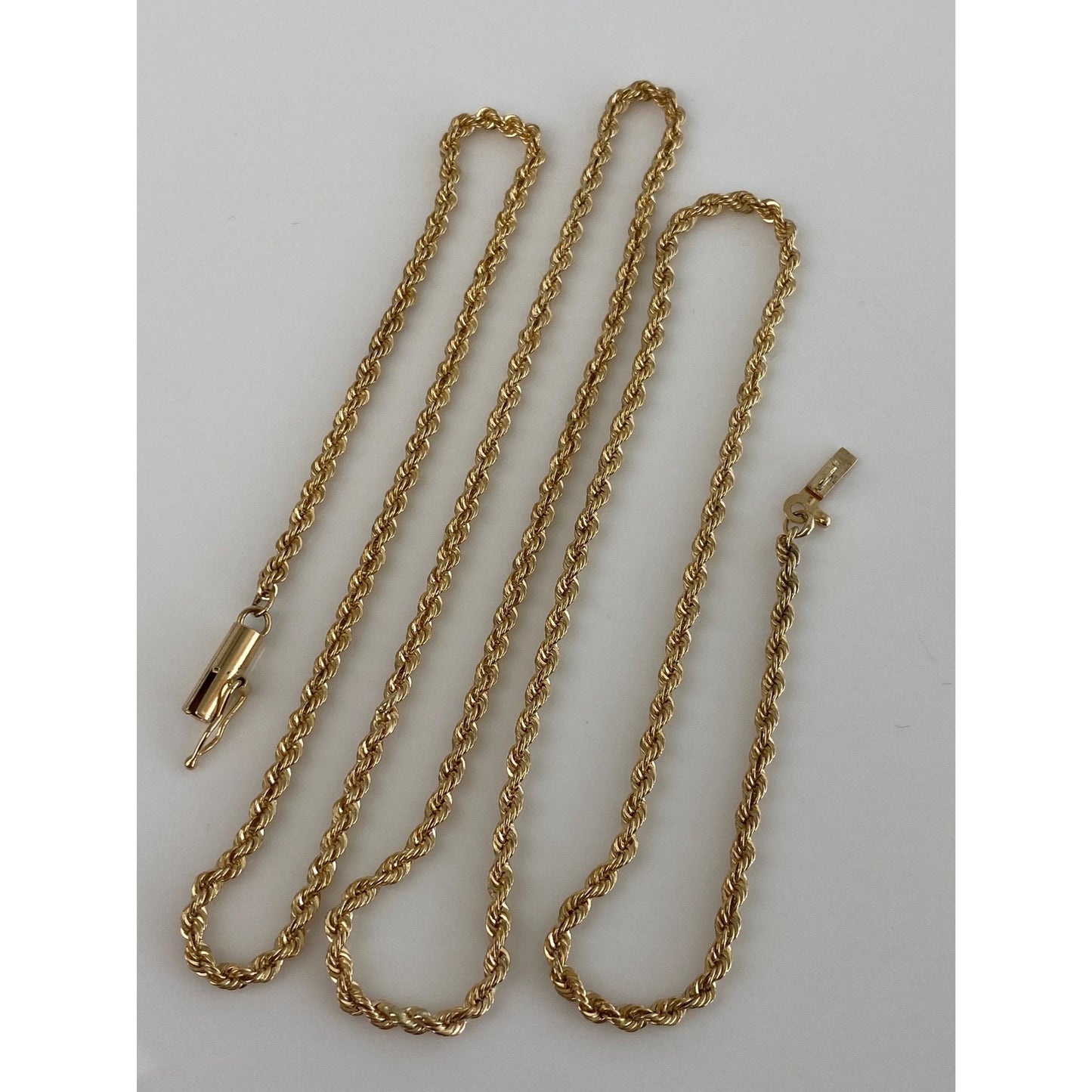 Vintage Solid 14k Yellow Gold Rope Chain Necklace - 23.5 inches