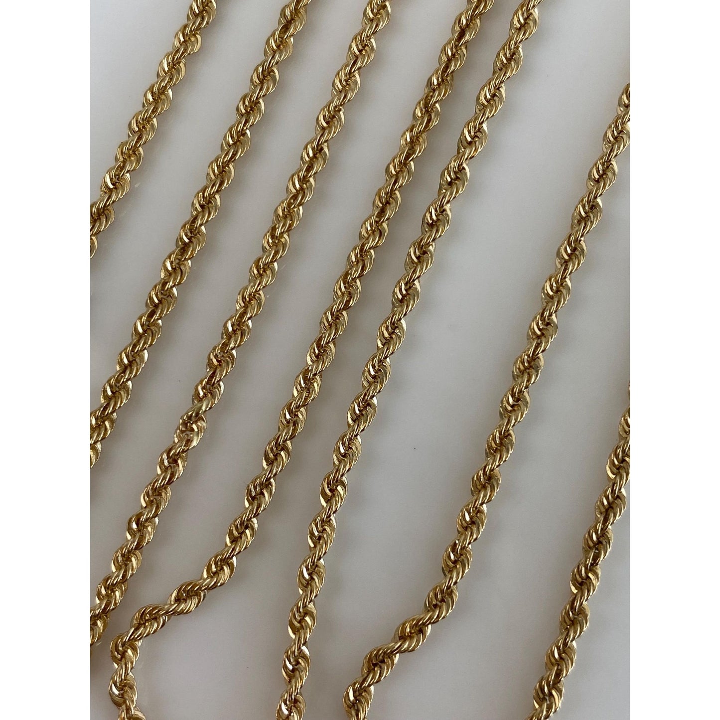 Vintage Solid 14k Yellow Gold Rope Chain Necklace - 23.5 inches
