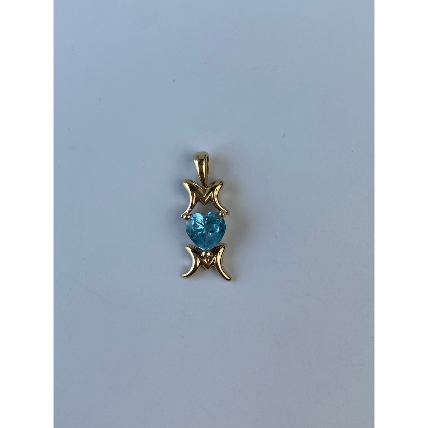 Vintage Solid 10k Yellow Gold Aquamarine 'Mom' Charm