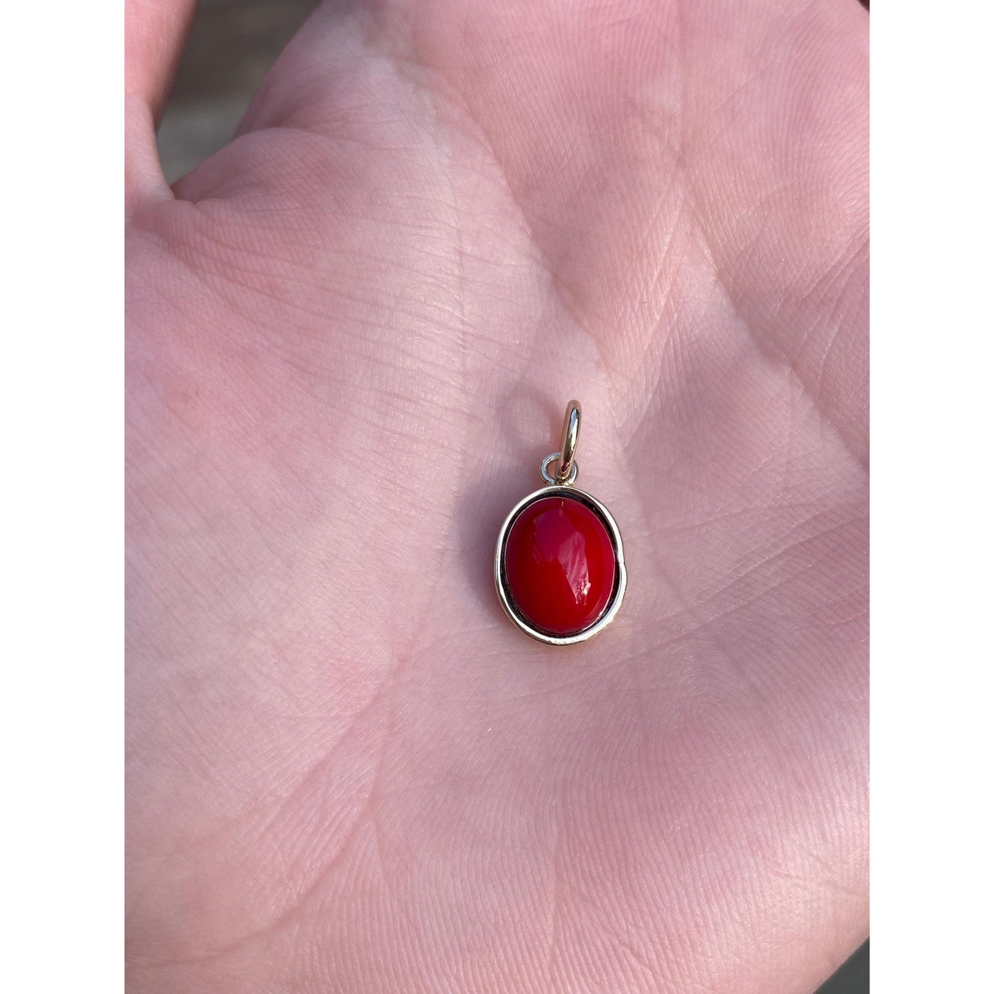 Vintage Solid 14k Yellow Gold Red Stone Charm