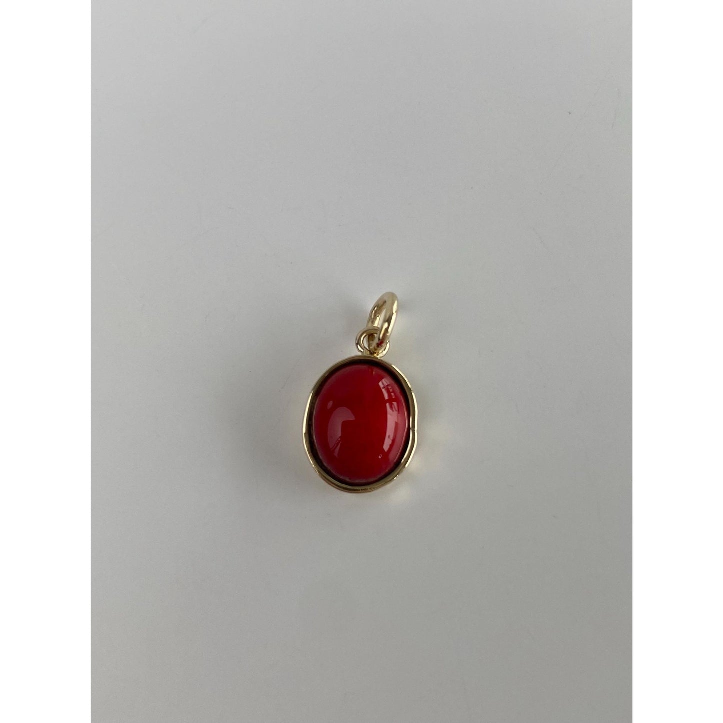Vintage Solid 14k Yellow Gold Red Stone Charm