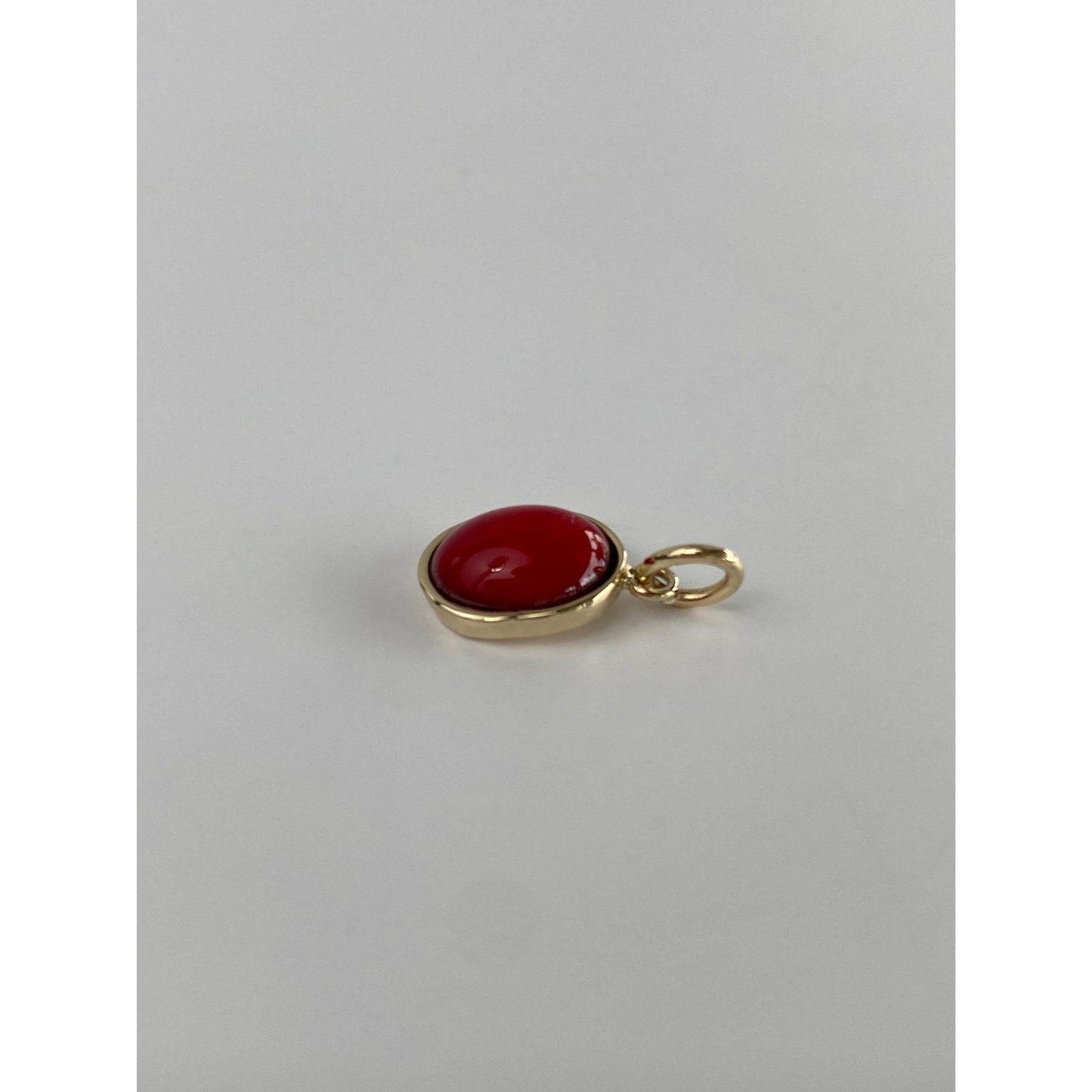 Vintage Solid 14k Yellow Gold Red Stone Charm