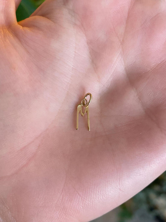 Vintage Solid 14k Yellow Gold Initial 'M' Charm