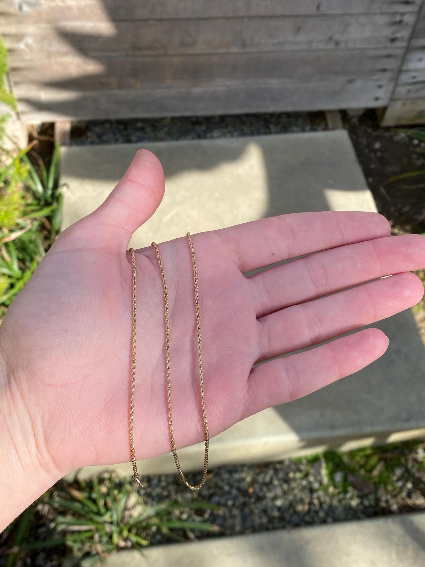 Vintage Solid 14k Yellow Gold Dainty Rope Chain Necklace - 24.25 inches