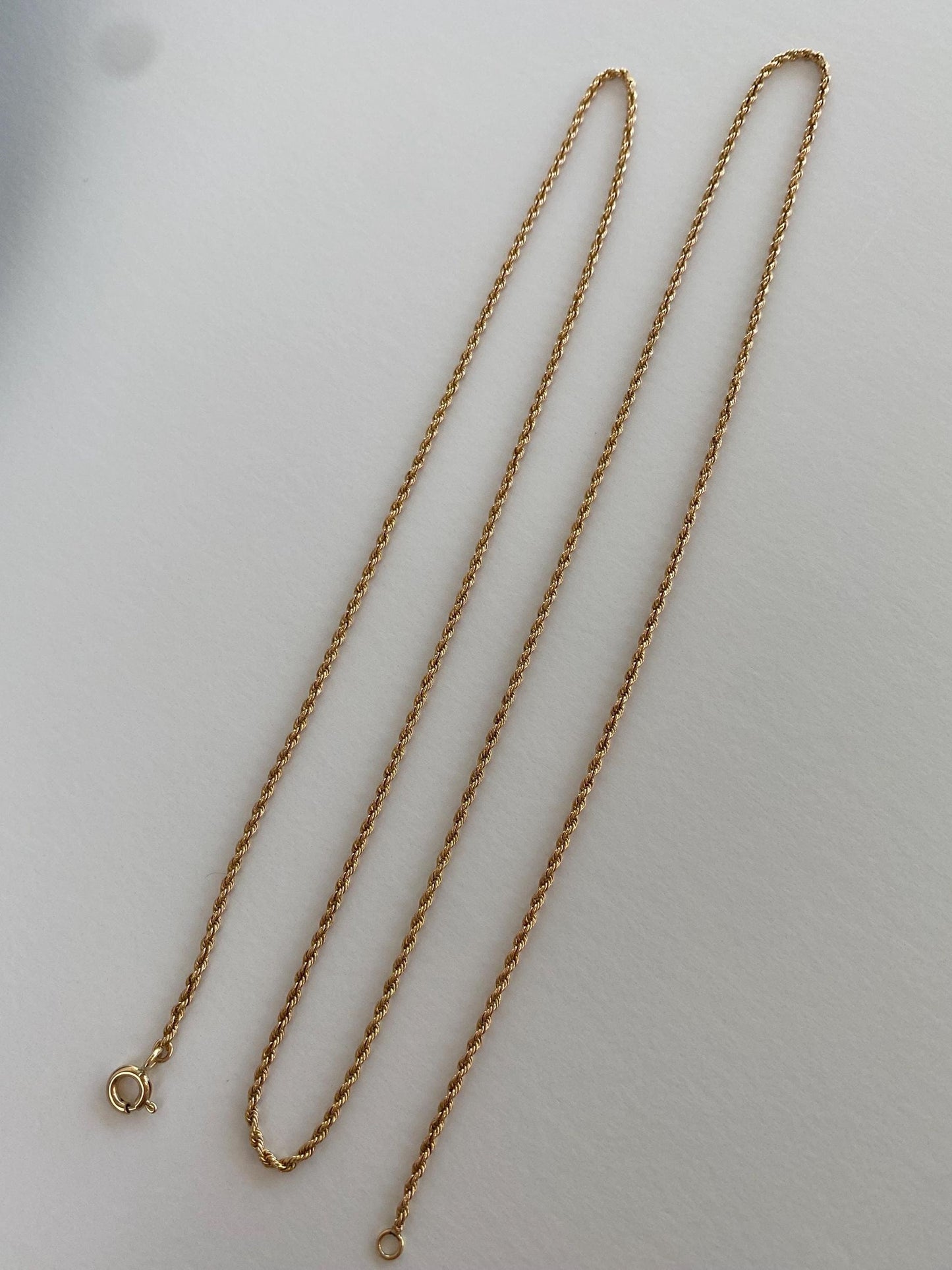 Vintage Solid 14k Yellow Gold Dainty Rope Chain Necklace - 24.25 inches