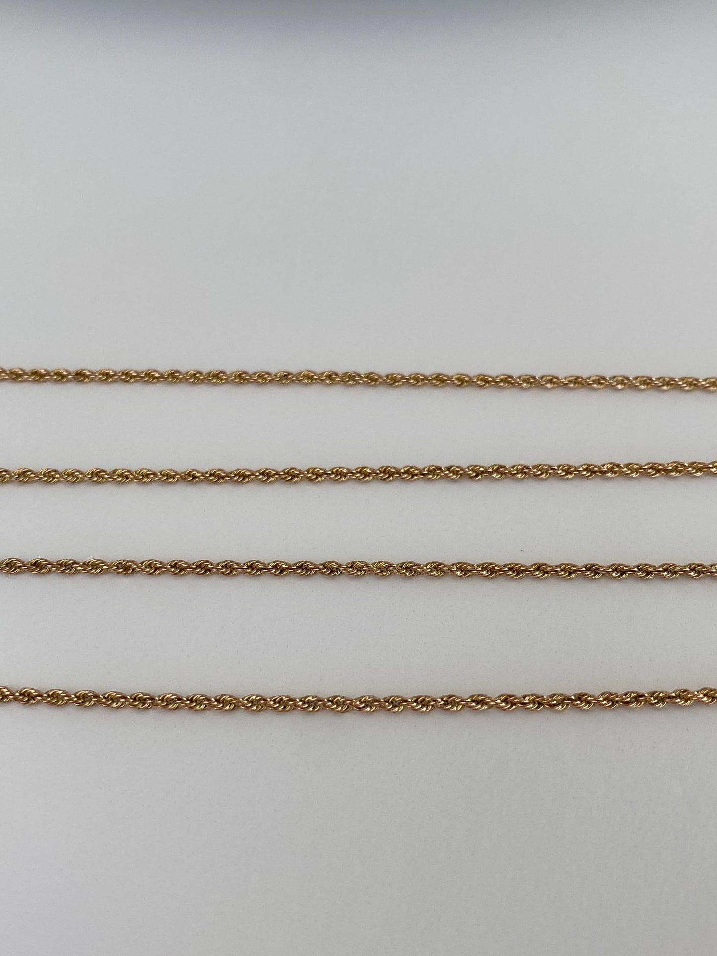 Vintage Solid 14k Yellow Gold Dainty Rope Chain Necklace - 24.25 inches