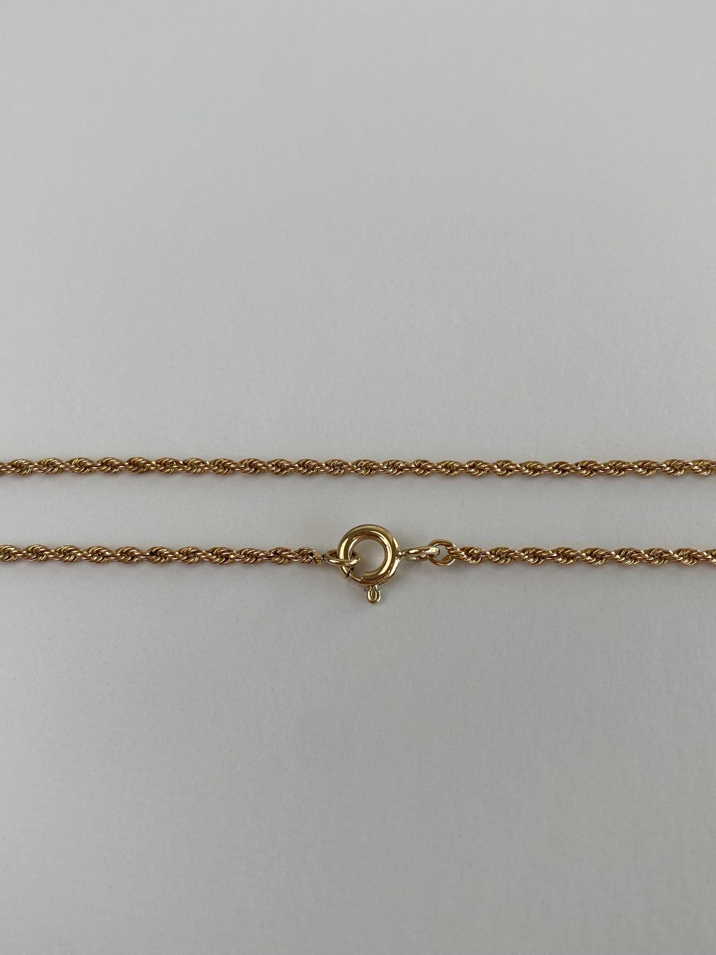 Vintage Solid 14k Yellow Gold Dainty Rope Chain Necklace - 24.25 inches