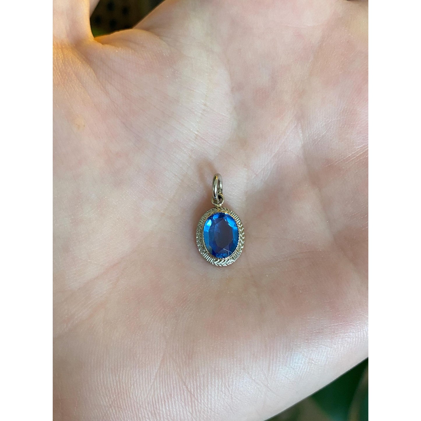 Vintage Solid 10k White Gold Blue Cubic Zirconia Stick Pin Conversion Charm