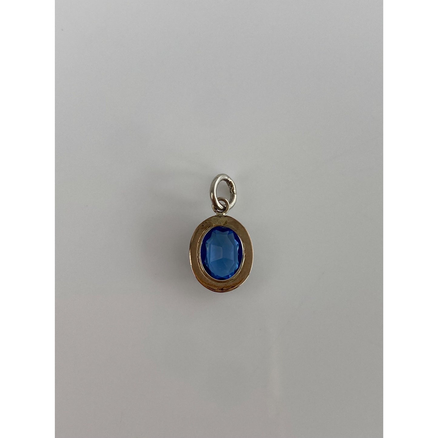 Vintage Solid 10k White Gold Blue Cubic Zirconia Stick Pin Conversion Charm