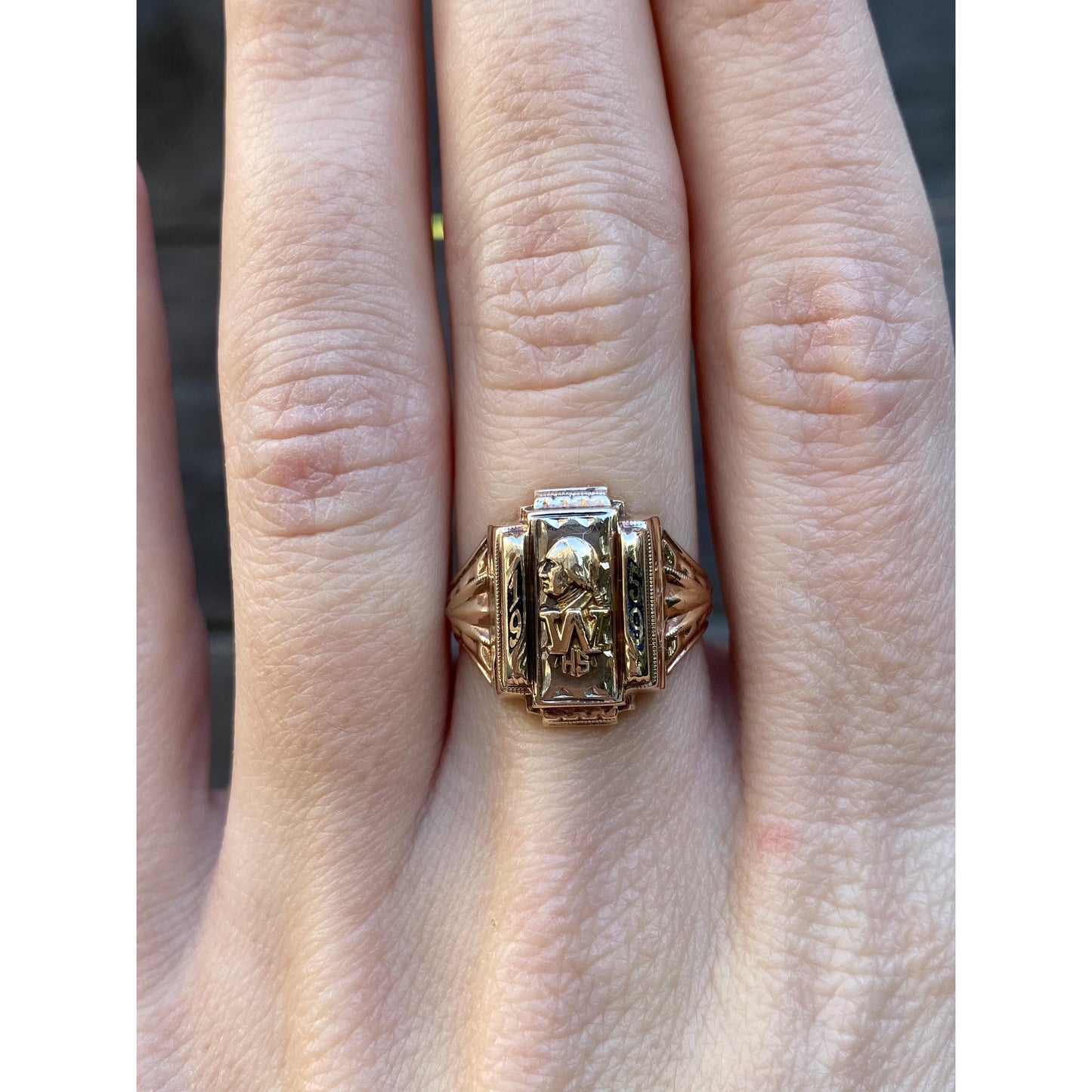 Vintage Solid 10k White & Yellow Gold 1959 Class Ring - Size 6.25