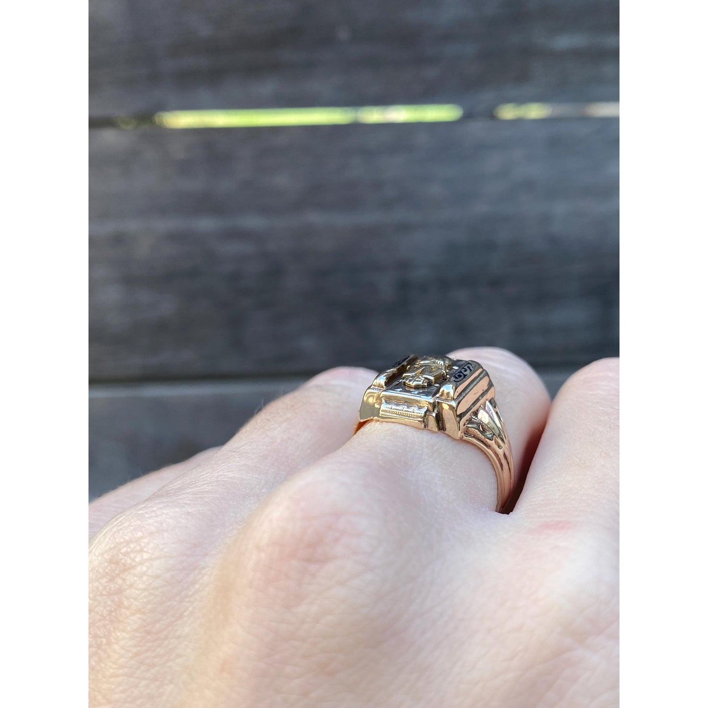 Vintage Solid 10k White & Yellow Gold 1959 Class Ring - Size 6.25