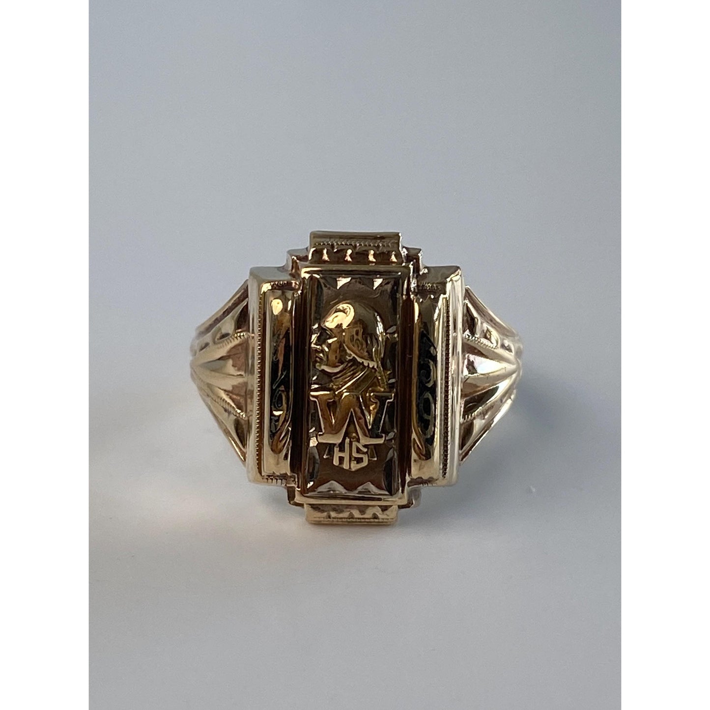 Vintage Solid 10k White & Yellow Gold 1959 Class Ring - Size 6.25