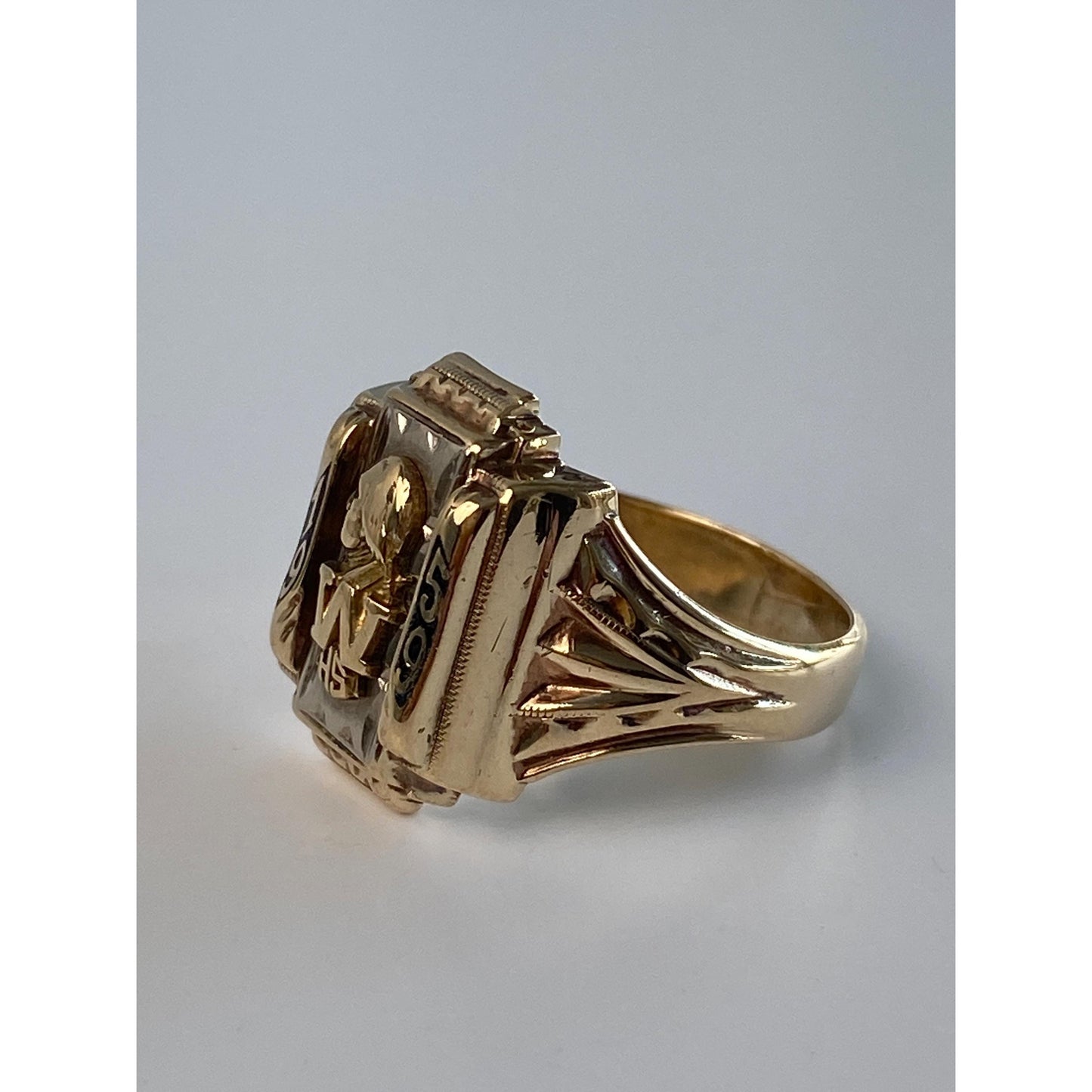 Vintage Solid 10k White & Yellow Gold 1959 Class Ring - Size 6.25