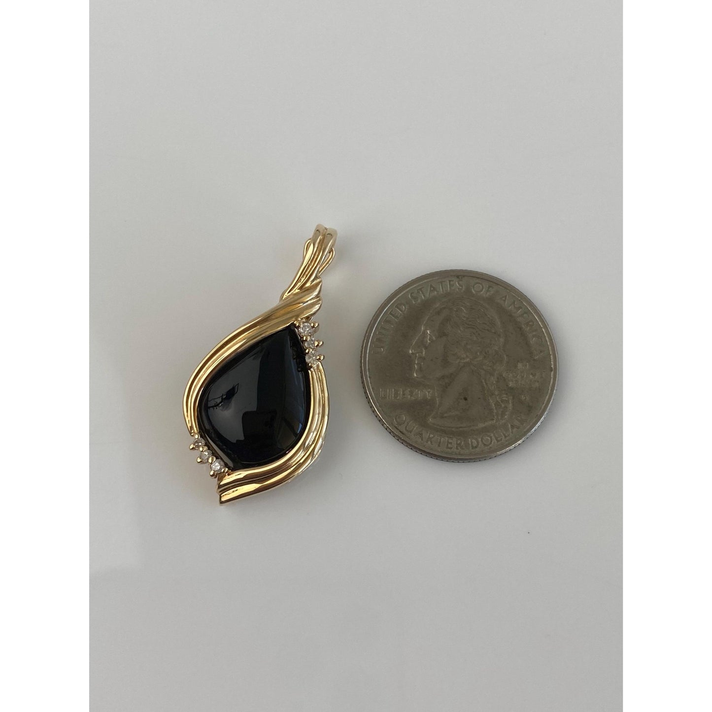Vintage Solid 14k Yellow Gold Diamond Onyx Charm