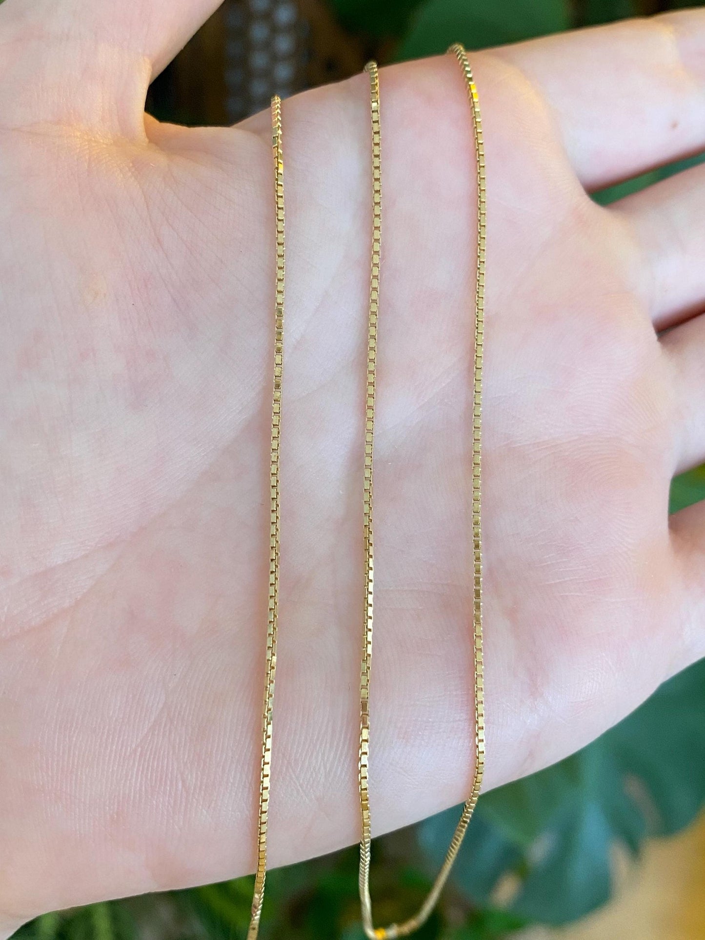 Vintage Solid 18k Yellow Gold Box Chain Necklace - 27.25 inches