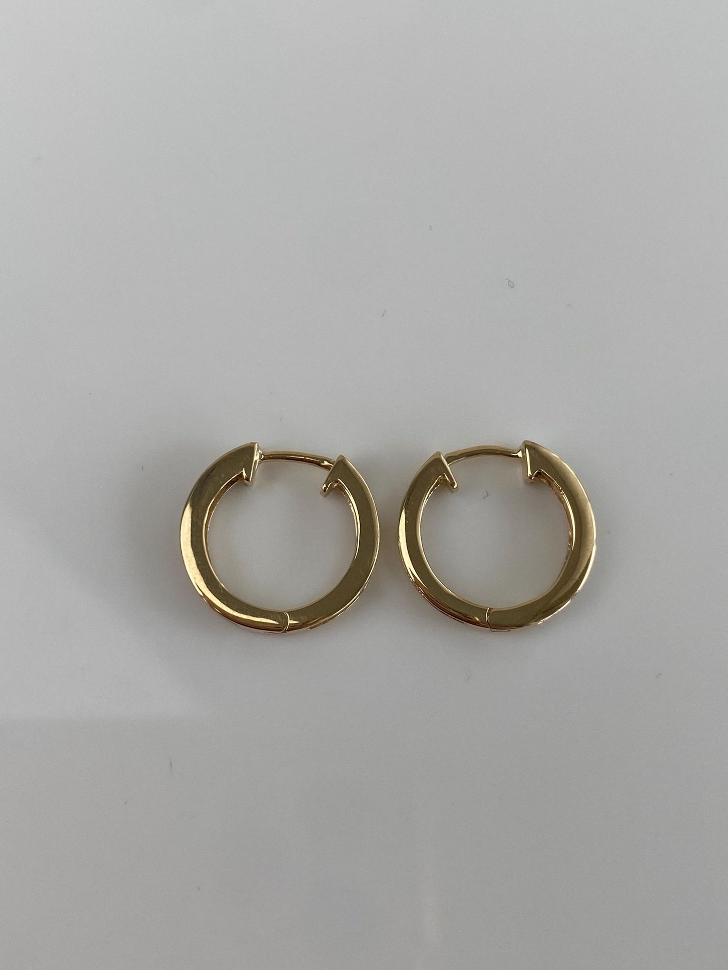 Vintage Solid 14k Yellow Gold Diamond Hoop Earrings
