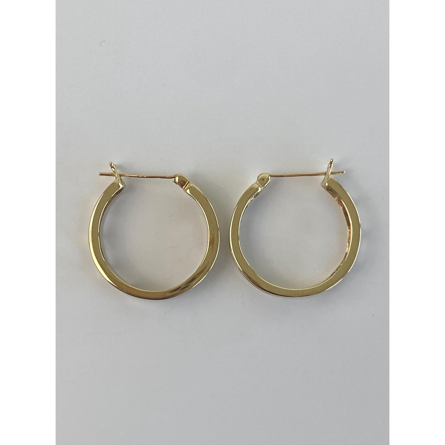 Vintage Solid 10k Yellow Gold Diamond Hoop Earrings