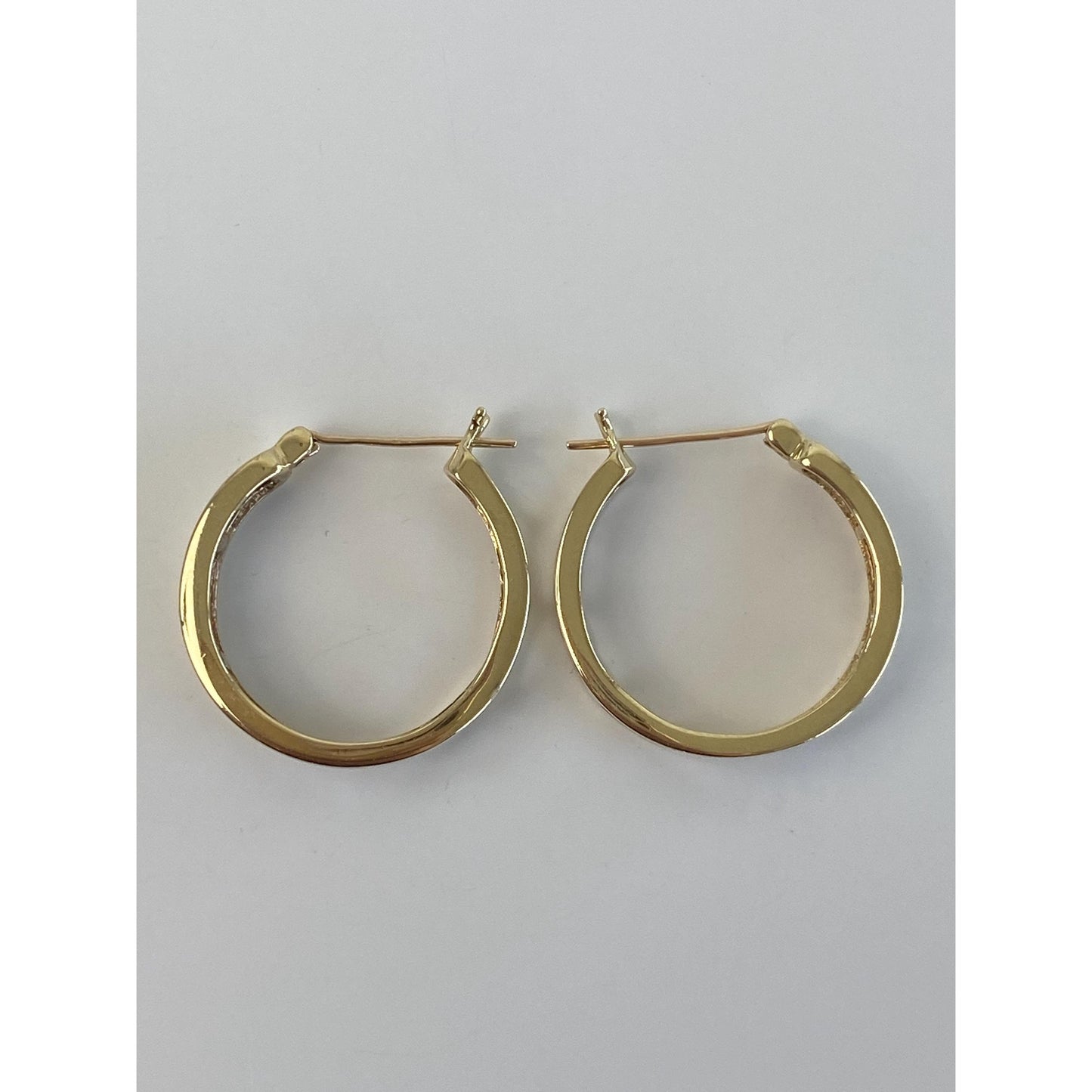 Vintage Solid 10k Yellow Gold Diamond Hoop Earrings