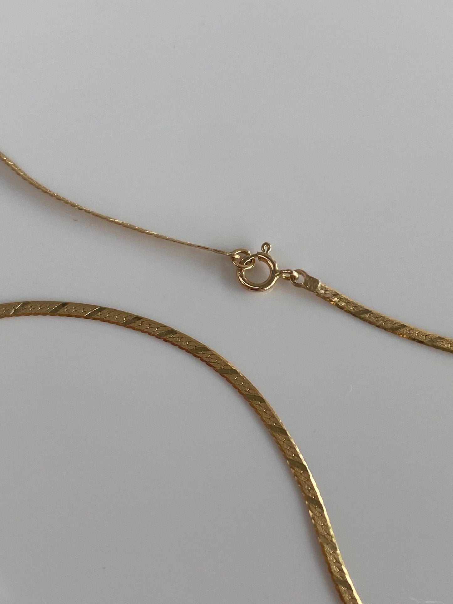 Vintage Solid 14k Yellow Gold Pattern Flat Chain Bracelet Anklet - 8.75 inches