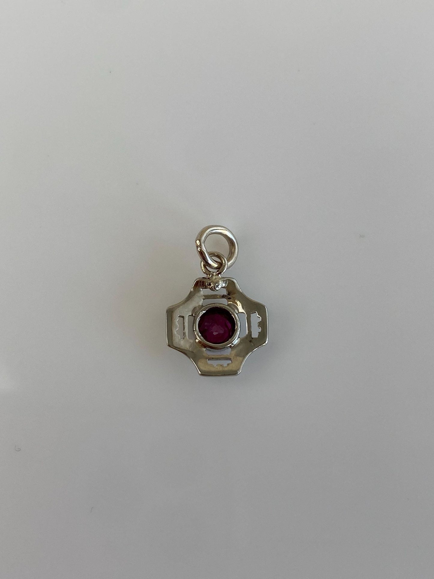 Vintage Solid 10k White Gold Pink Sapphire Stick Pin Conversion Charm