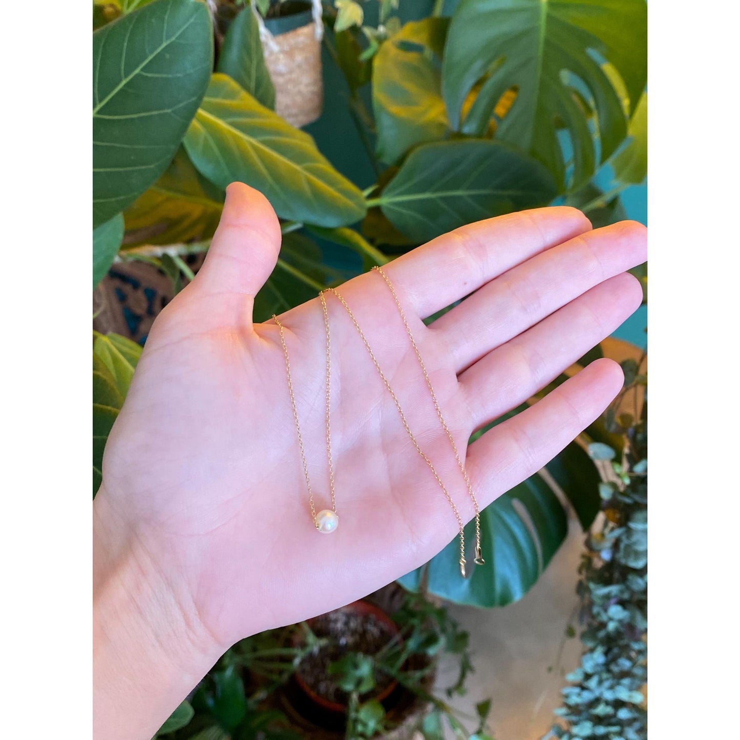 Vintage Solid 10k Yellow Gold Pearl Cable Chain Necklace - 18.25 inches