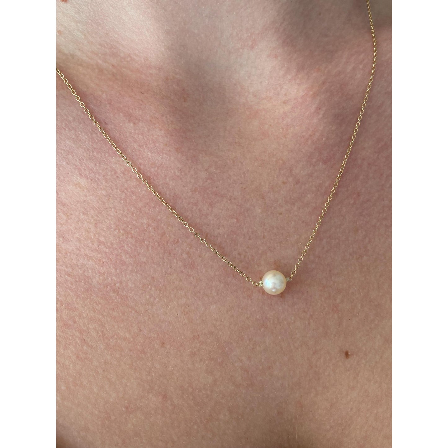 Vintage Solid 10k Yellow Gold Pearl Cable Chain Necklace - 18.25 inches