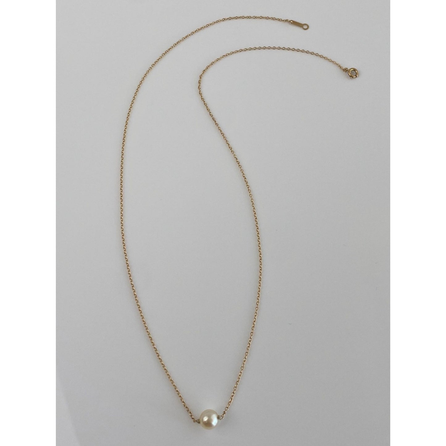 Vintage Solid 10k Yellow Gold Pearl Cable Chain Necklace - 18.25 inches