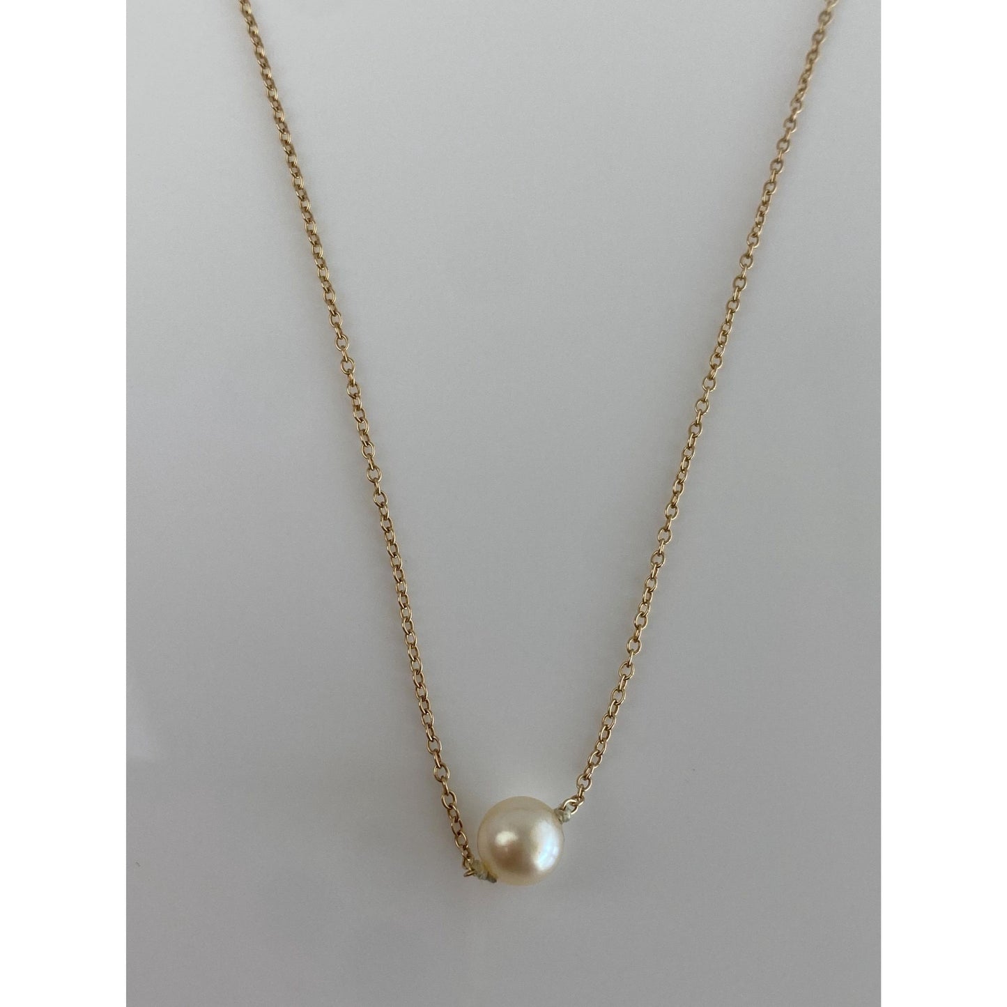 Vintage Solid 10k Yellow Gold Pearl Cable Chain Necklace - 18.25 inches