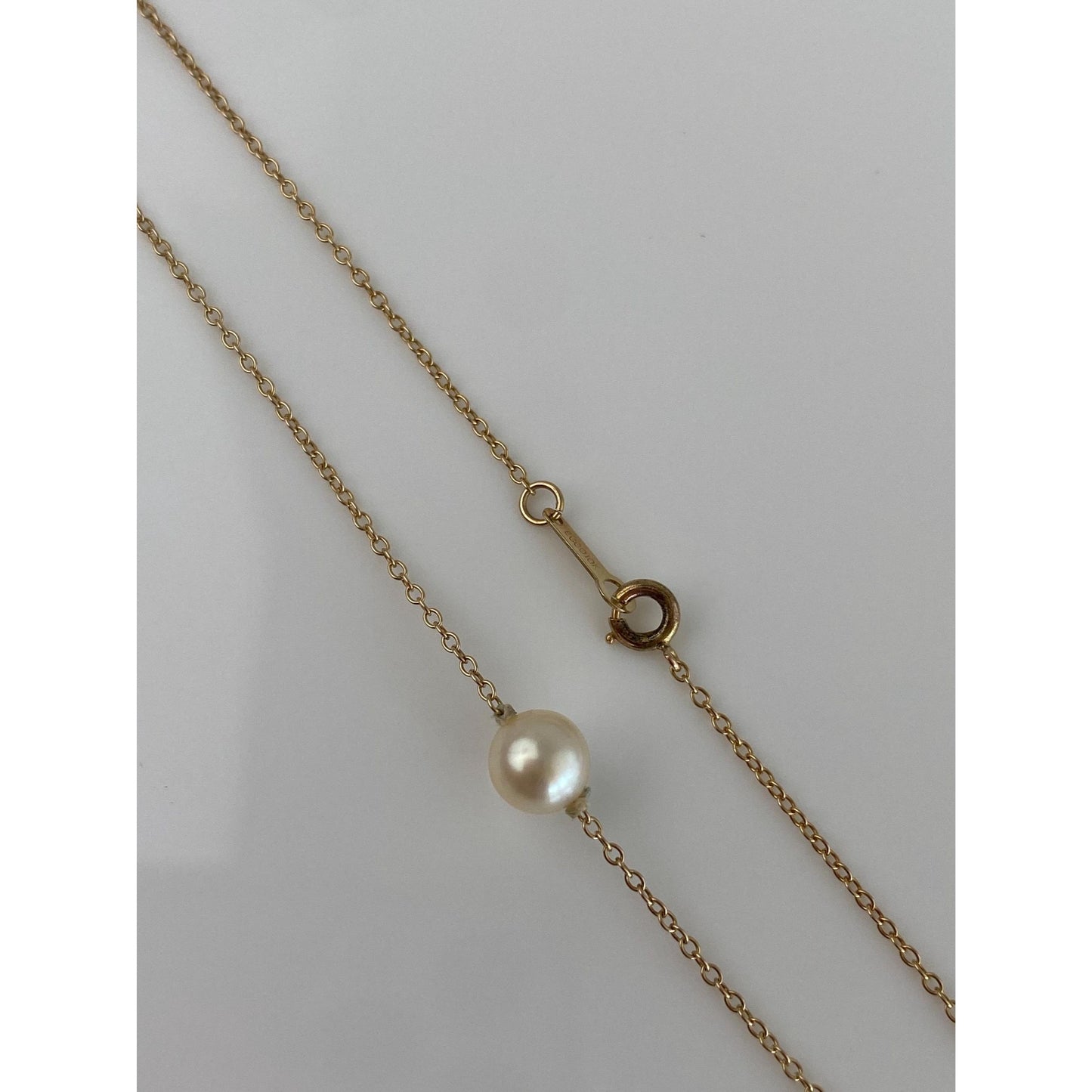 Vintage Solid 10k Yellow Gold Pearl Cable Chain Necklace - 18.25 inches