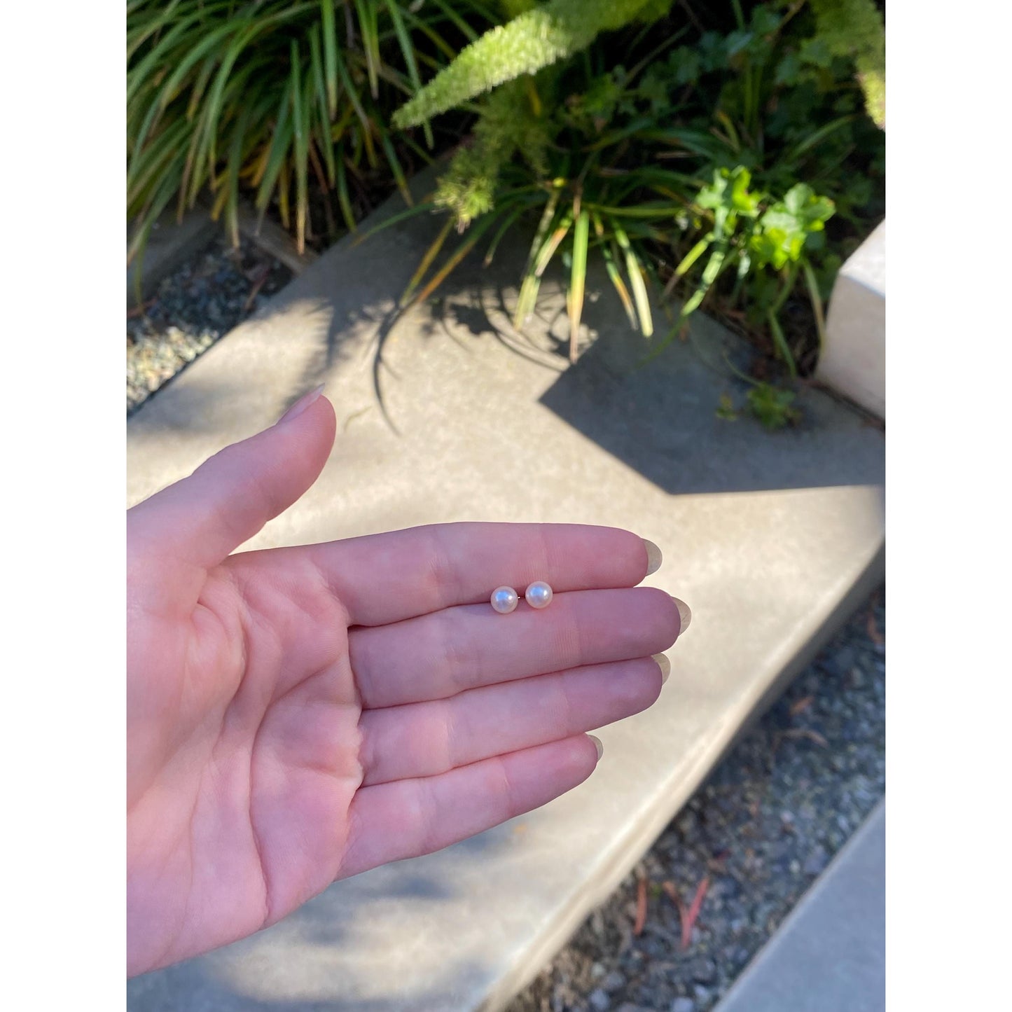 Vintage Solid 14k Yellow Gold Pearl Stud Earrings