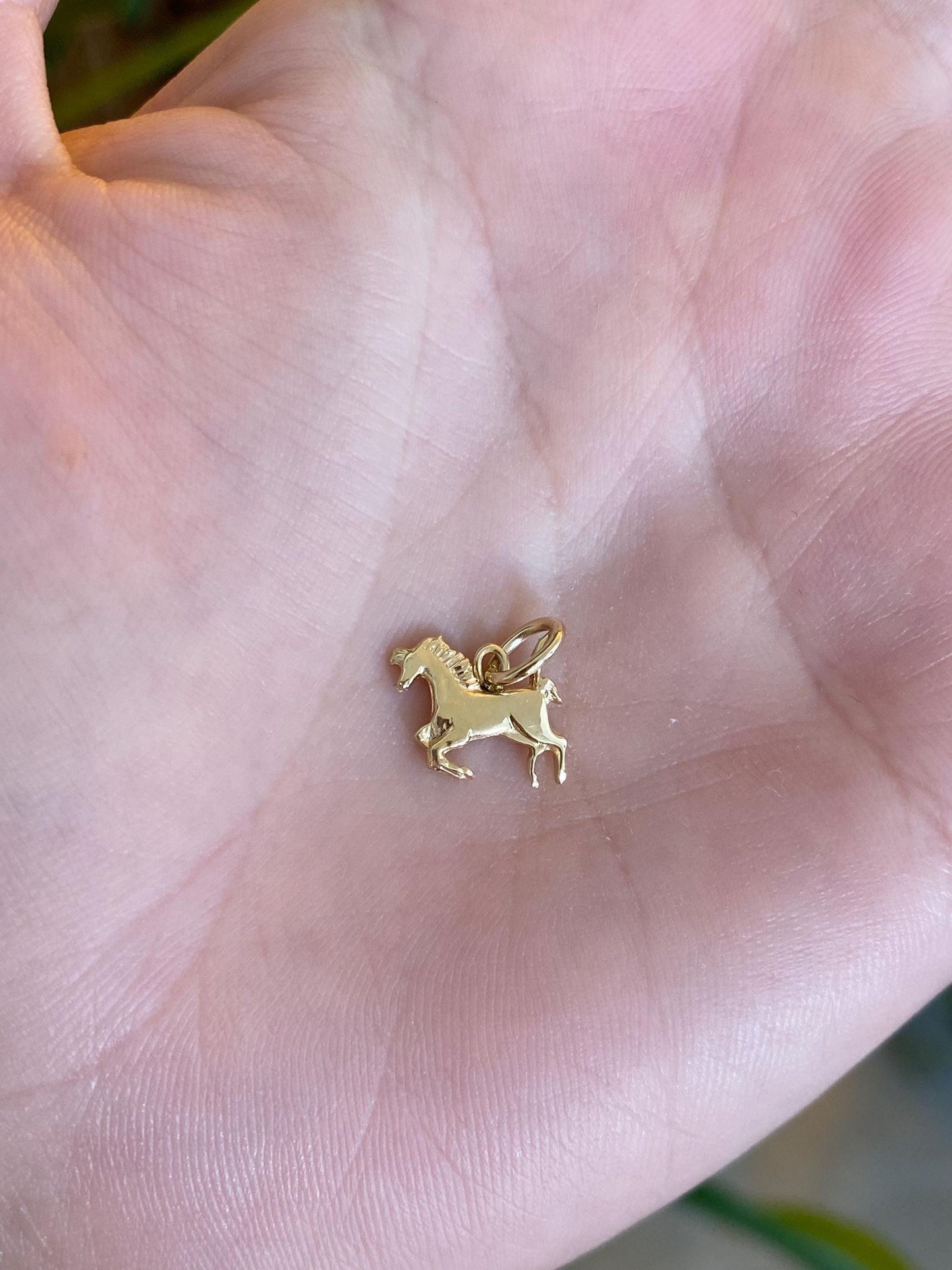Vintage Solid 14k Yellow Gold Tiny Horse Charm
