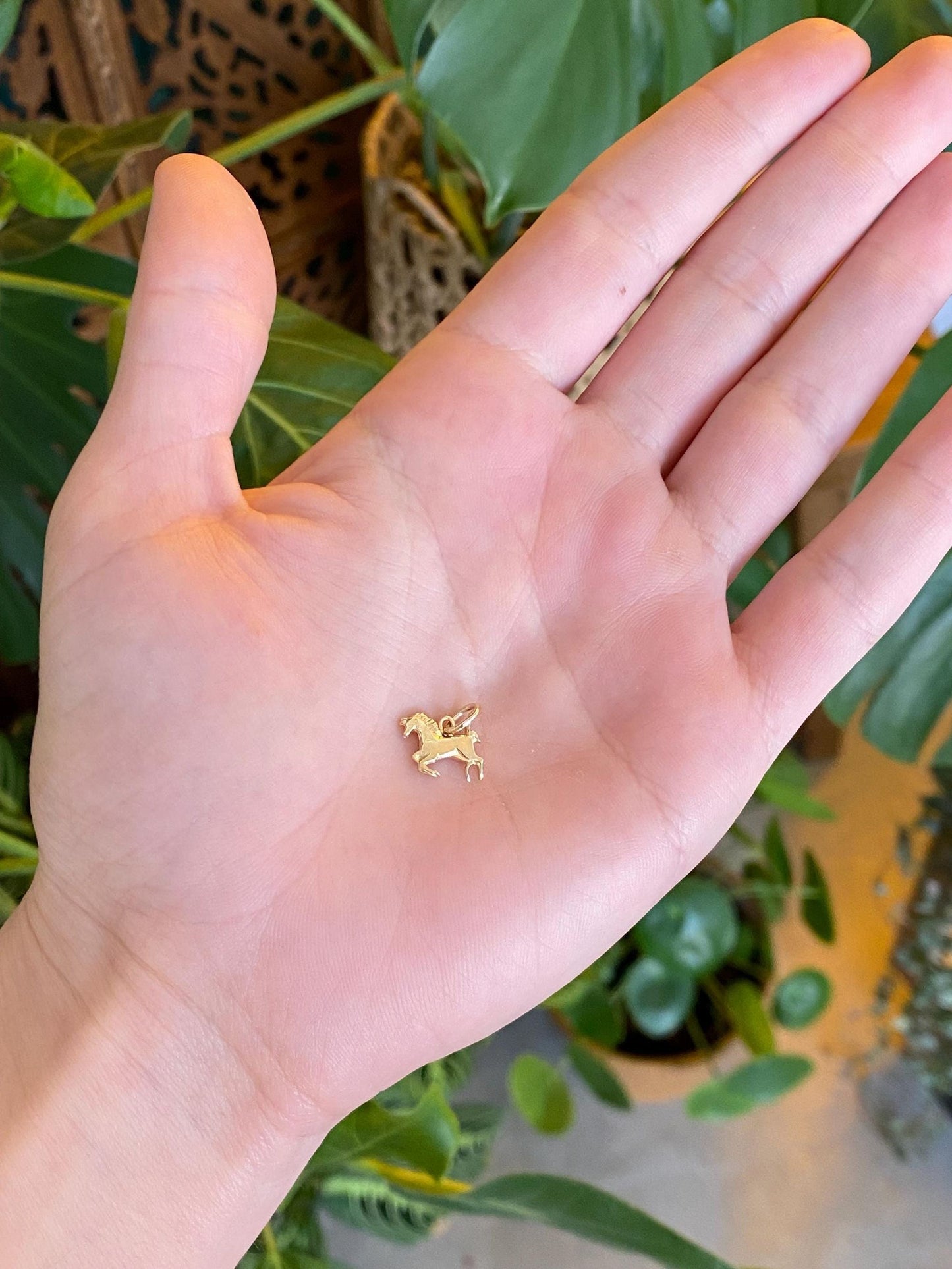 Vintage Solid 14k Yellow Gold Tiny Horse Charm
