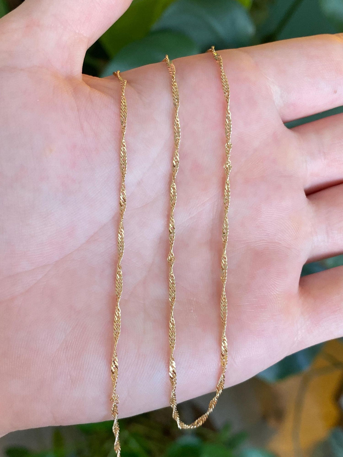 Vintage Solid 14k Yellow Gold Twist Chain Necklace - 17.75 inches