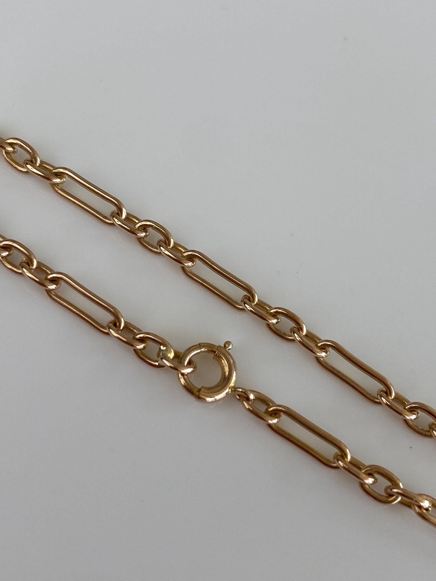 Vintage Solid 14k Yellow Gold Trombone Albert Link Chain Bracelet - 7 inches