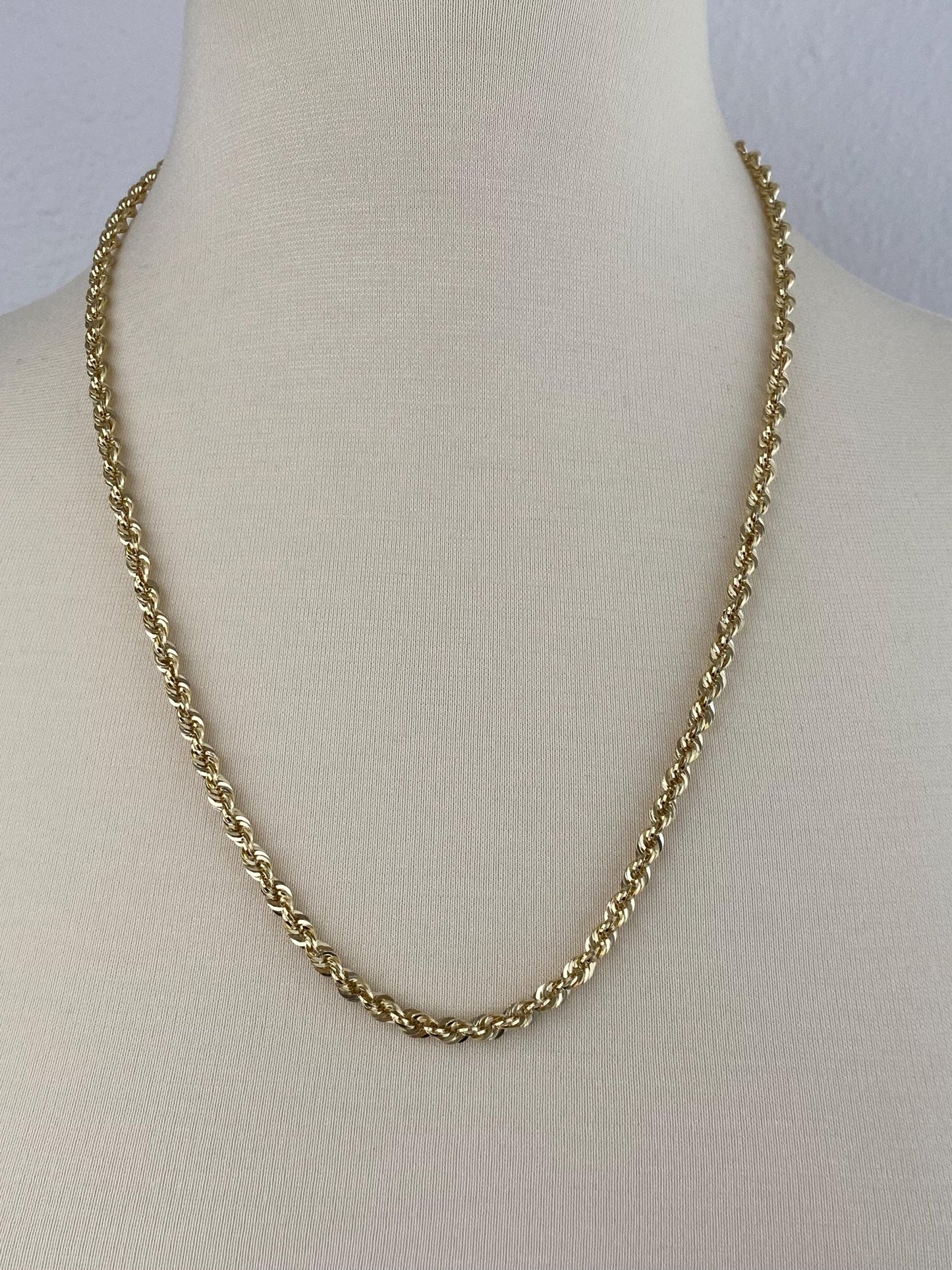 Vintage 14k Yellow Gold Rope Chain Necklace - 24 inches