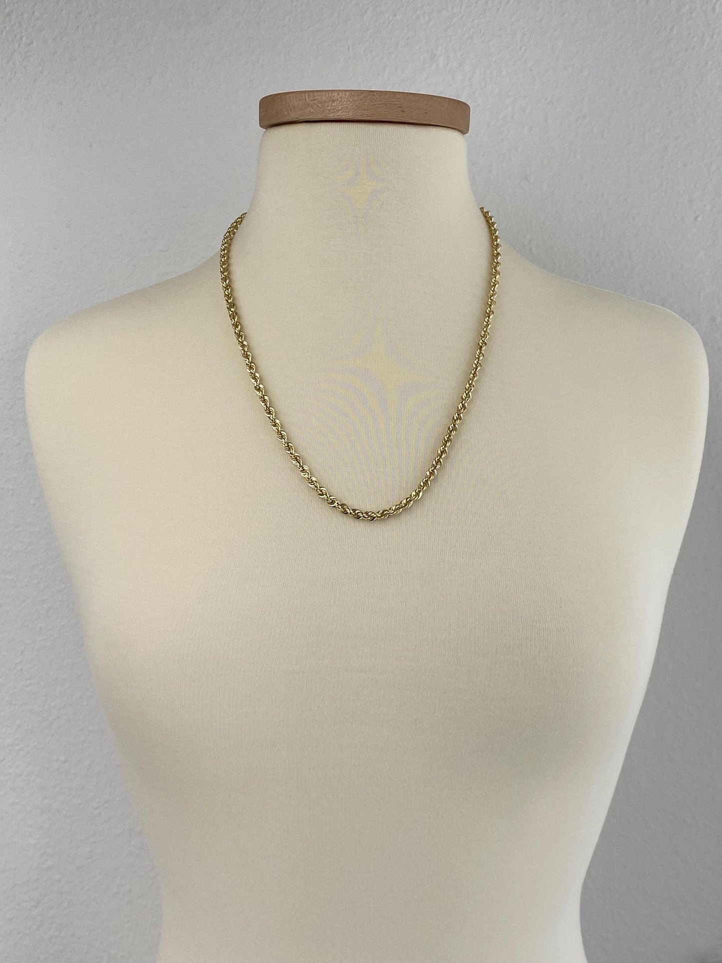 Vintage 14k Yellow Gold Rope Chain Necklace - 24 inches