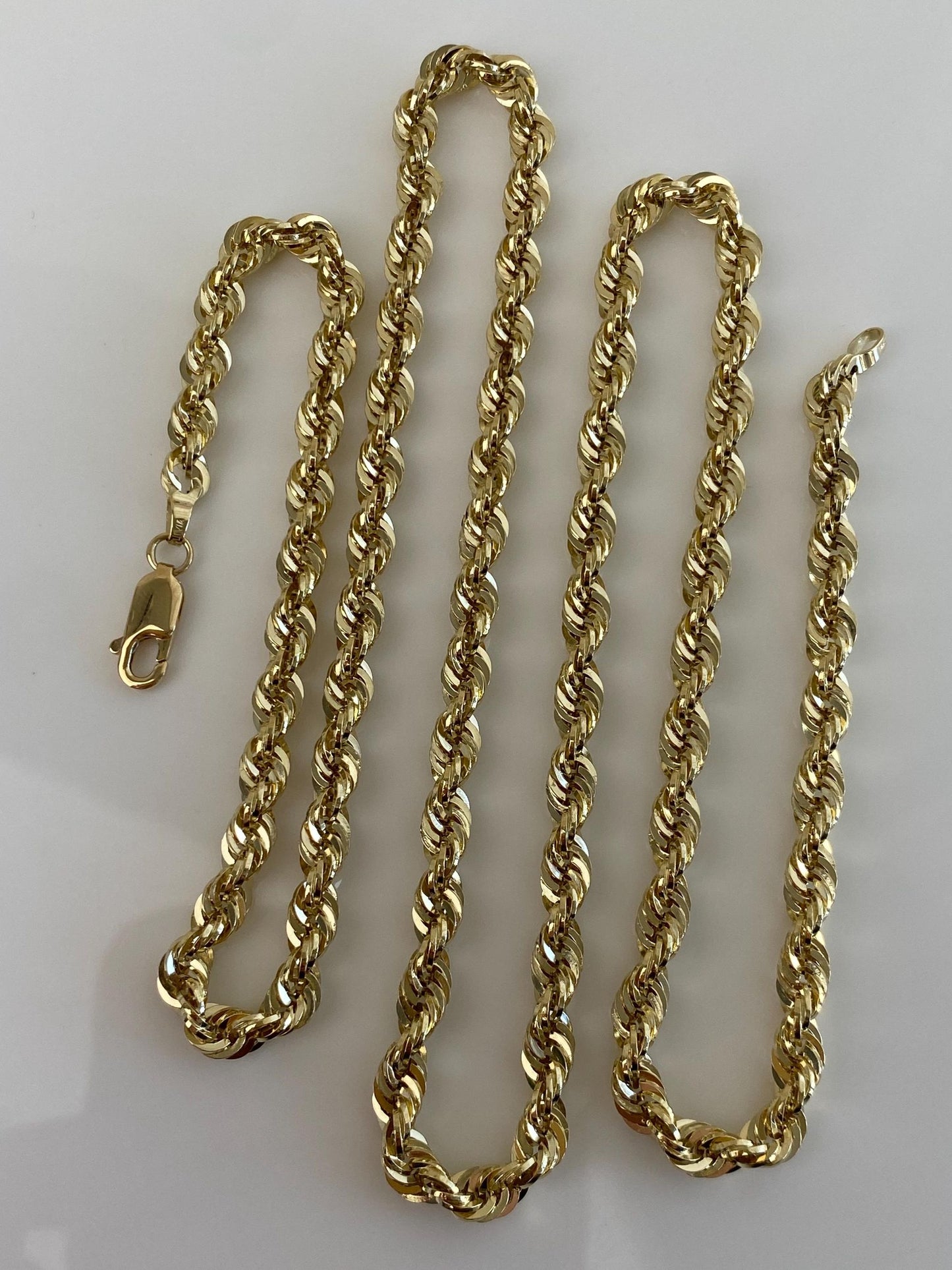 Vintage 14k Yellow Gold Rope Chain Necklace - 24 inches