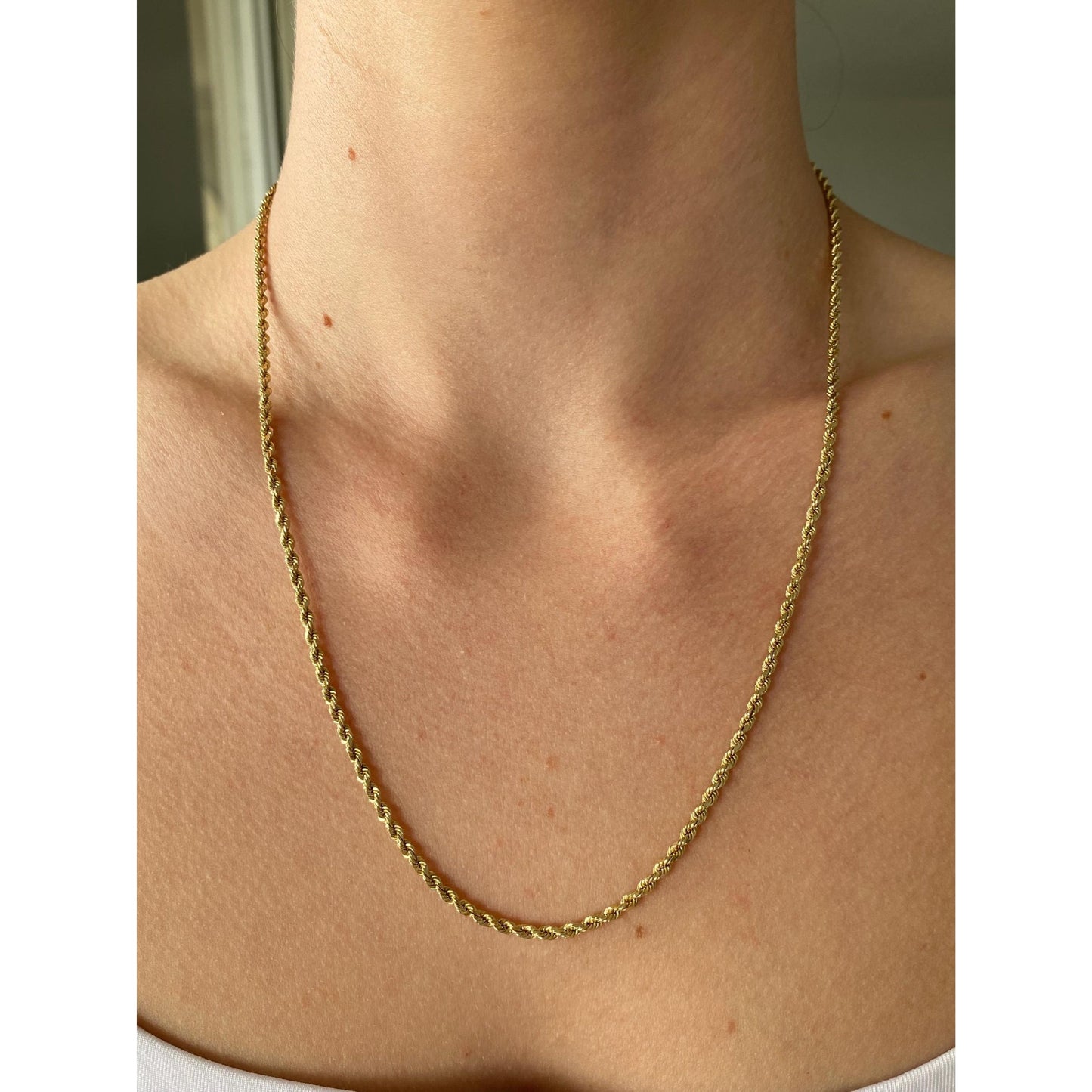 Vintage Solid 14k Yellow Gold Rope Chain Necklace - 20 inches