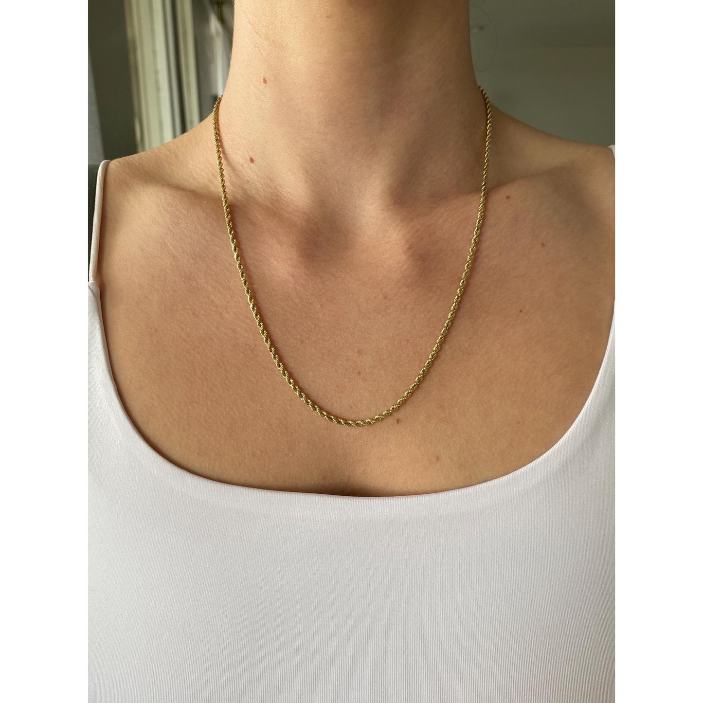 Vintage Solid 14k Yellow Gold Rope Chain Necklace - 20 inches