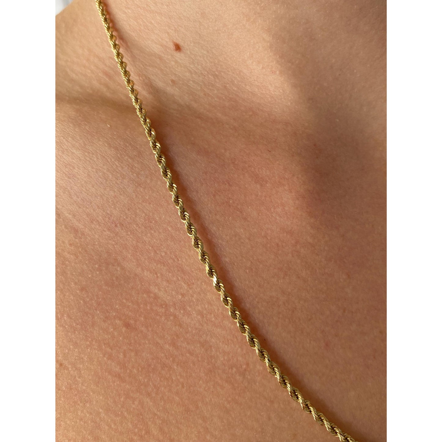 Vintage Solid 14k Yellow Gold Rope Chain Necklace - 20 inches