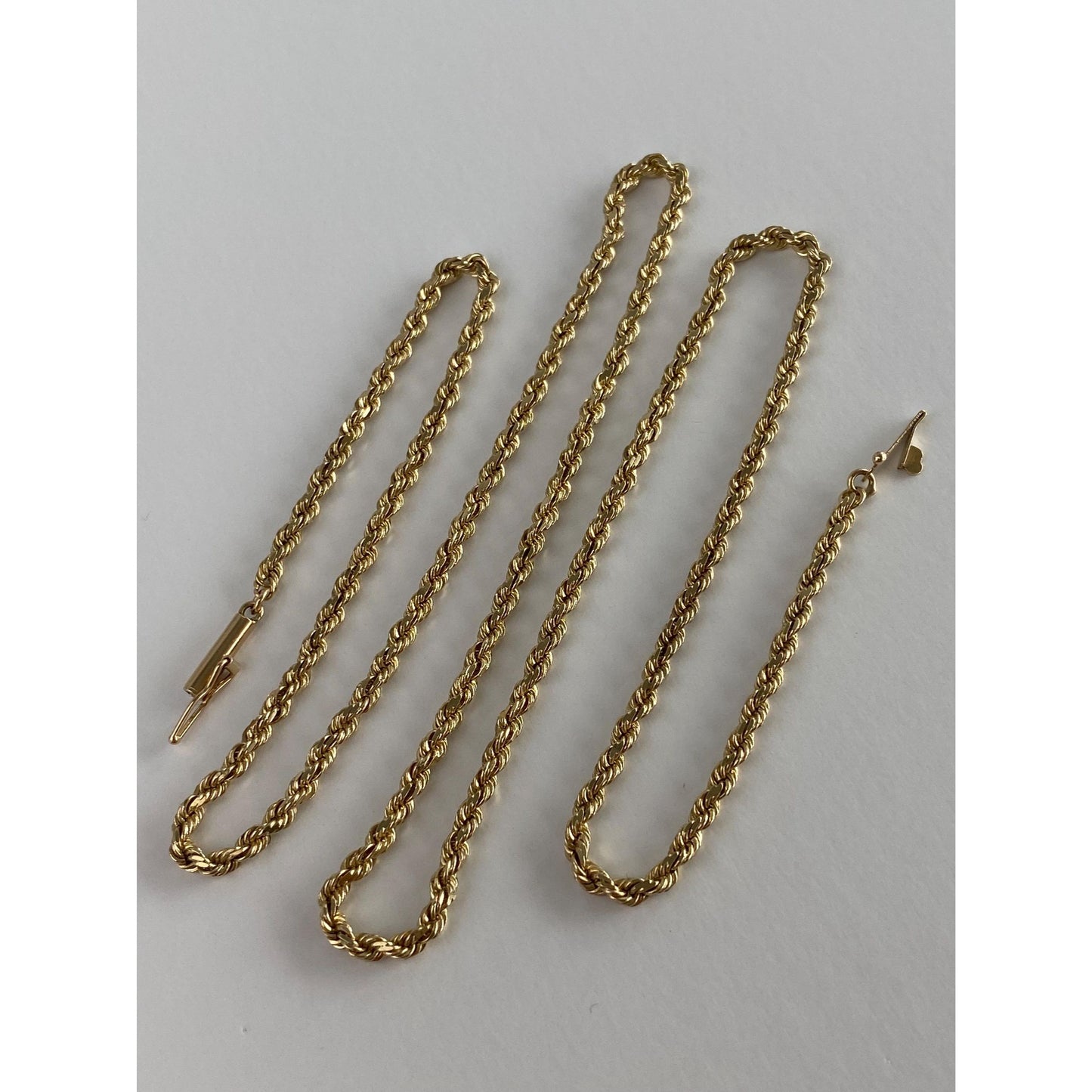 Vintage Solid 14k Yellow Gold Rope Chain Necklace - 20 inches