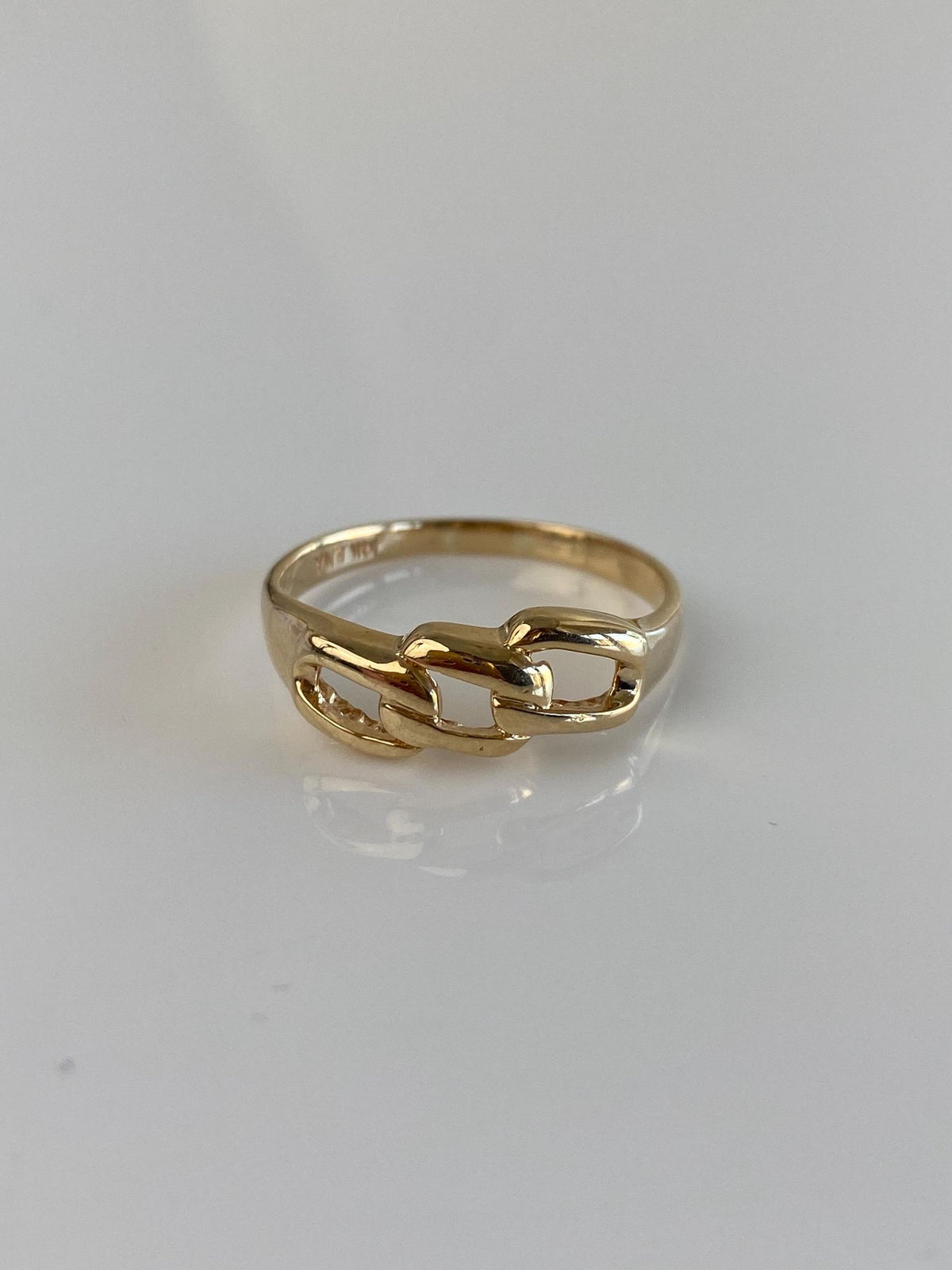Vintage Solid 14k Yellow Gold Chain Link Design Ring - Size 8.75