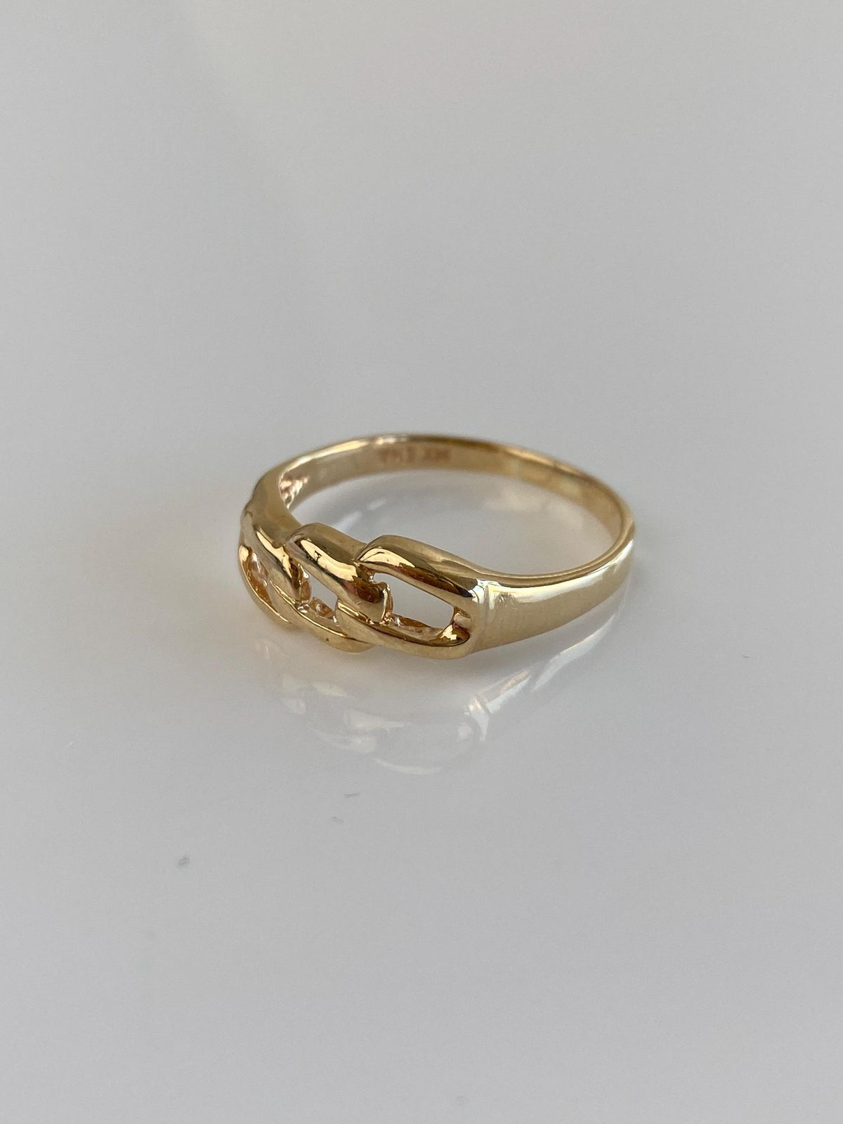 Vintage Solid 14k Yellow Gold Chain Link Design Ring - Size 8.75