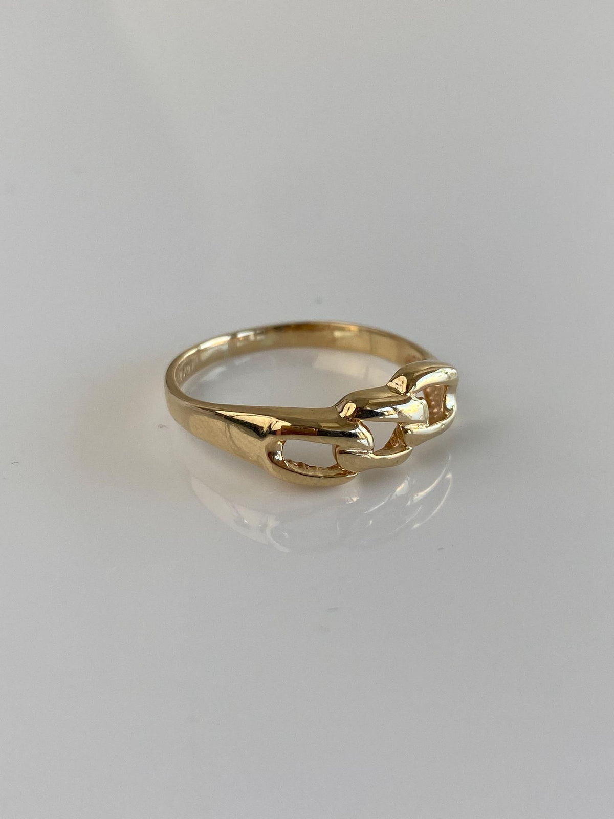 Vintage Solid 14k Yellow Gold Chain Link Design Ring - Size 8.75