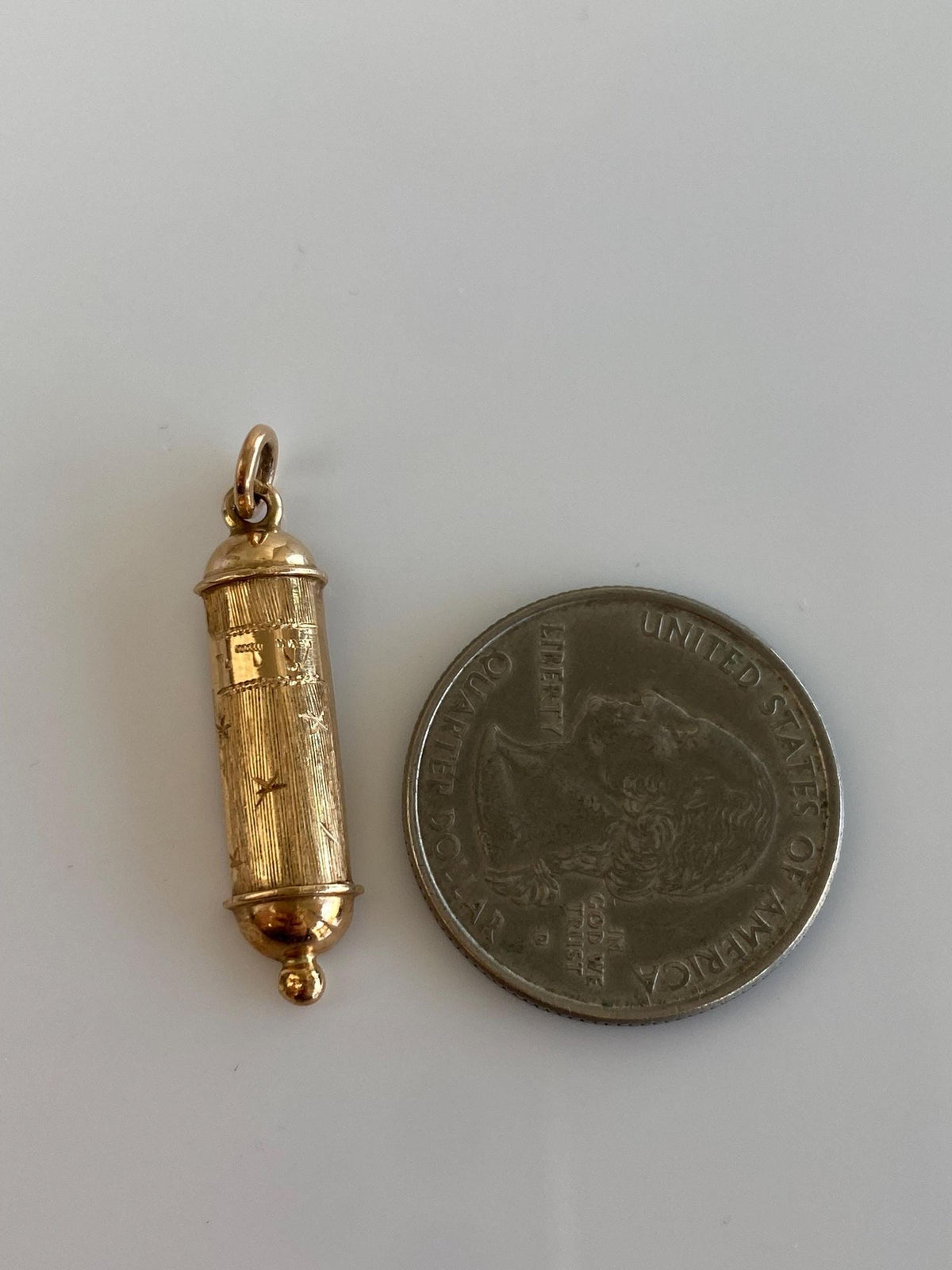 Vintage 14k Yellow Gold Torah Scroll Charm